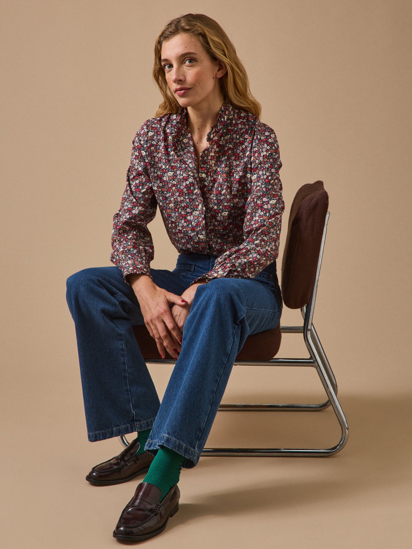 Damenbluse aus Liberty-Stoff – Modell Émilie