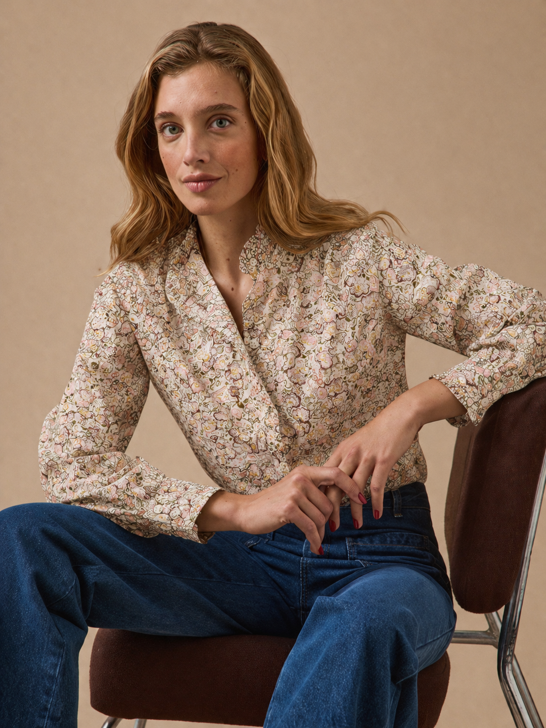 Damenbluse aus Liberty-Stoff – Modell Émilie