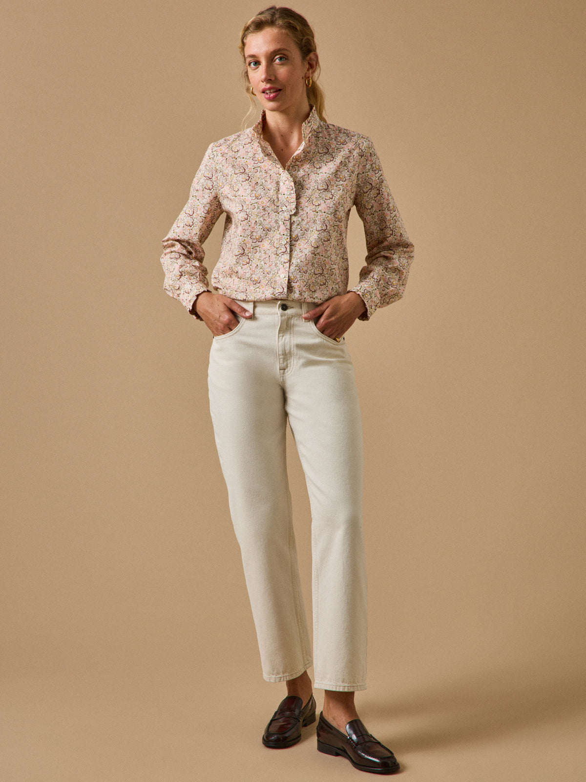 Damenbluse aus Liberty-Stoff – Modell Émilie