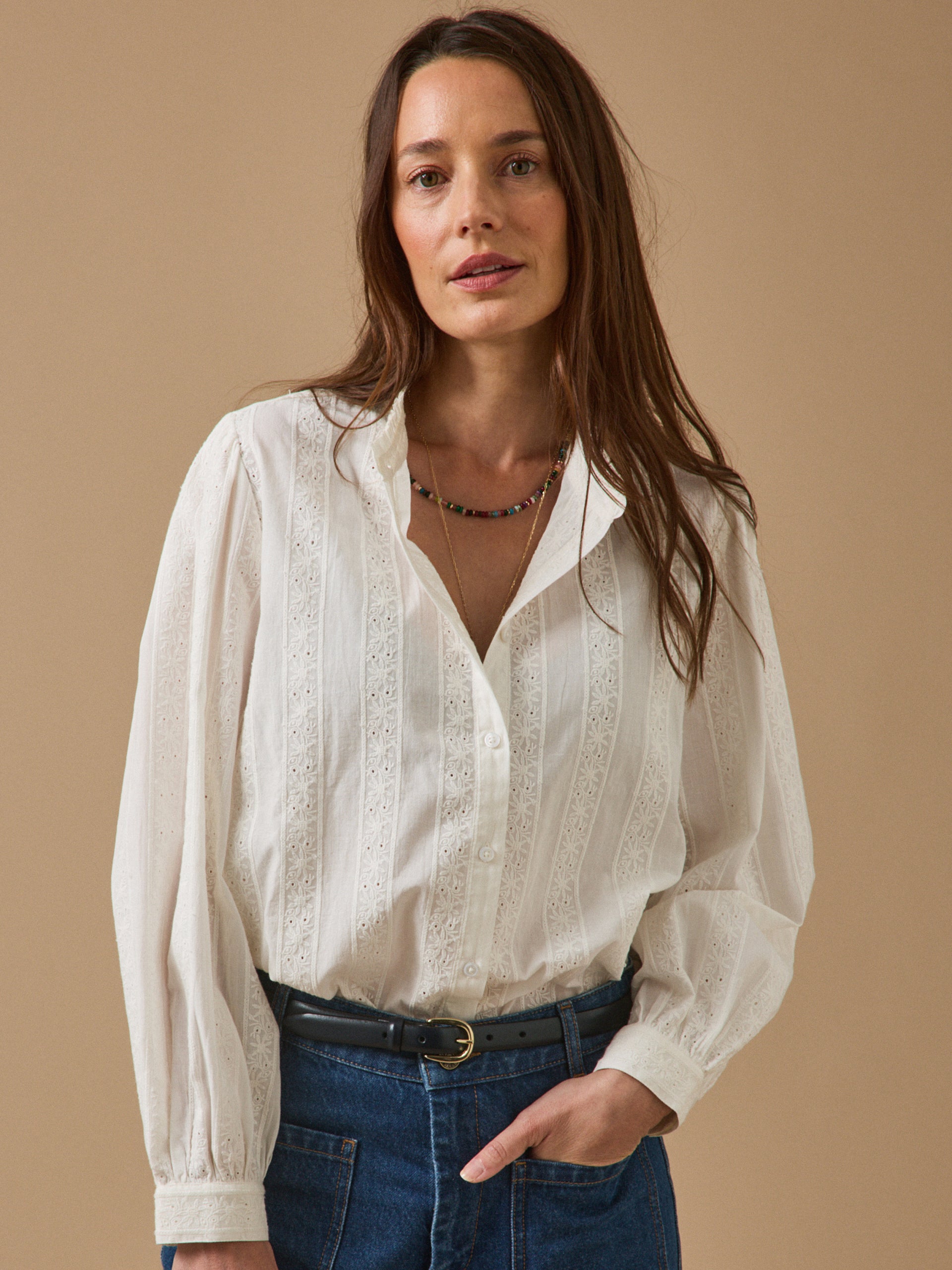 Damen Trousseau-Hemdbluse aus Bio-Baumwolle