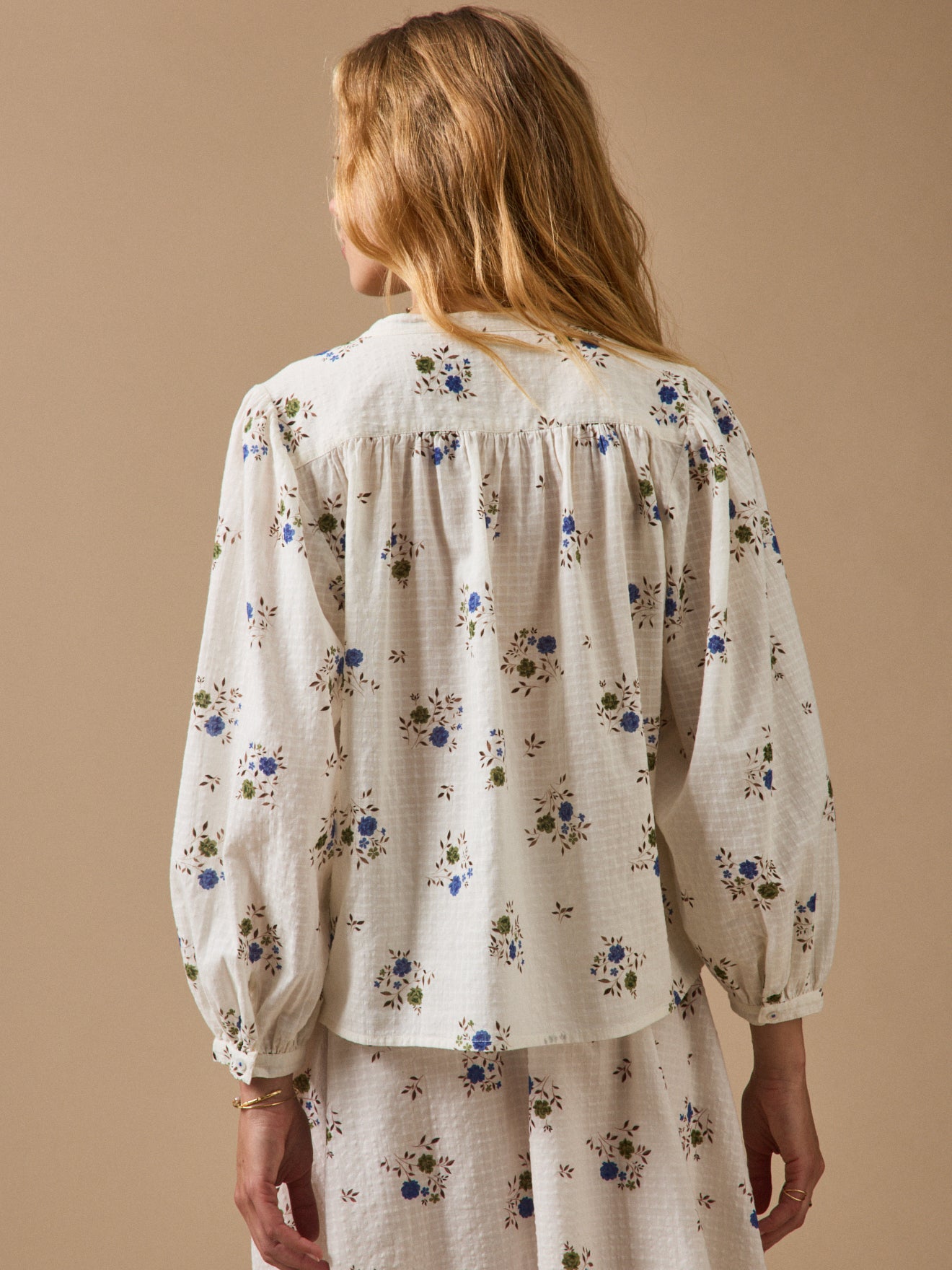Damenbluse mit Rosa Blue-Print
