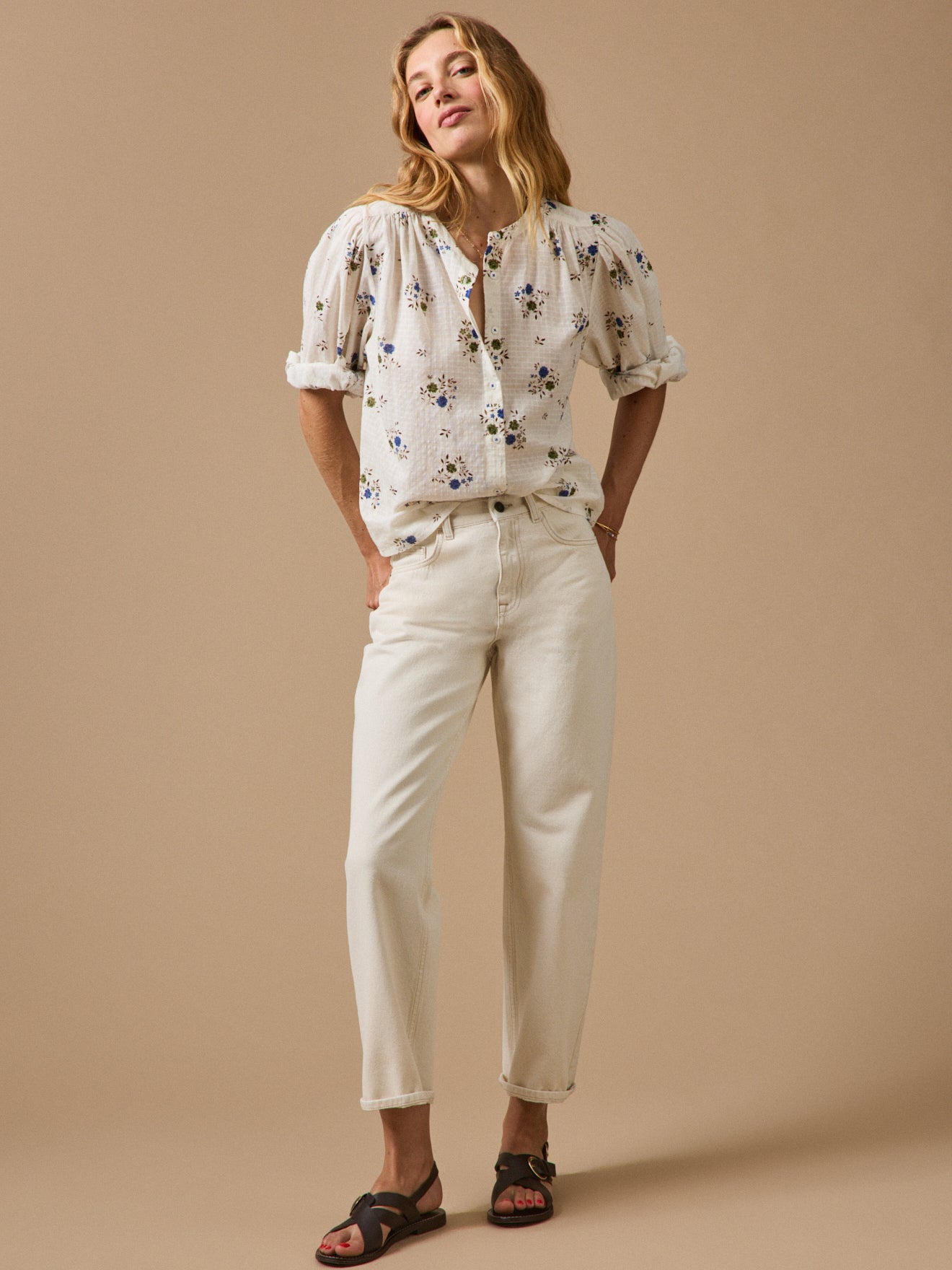 Damenbluse mit Rosa Blue-Print