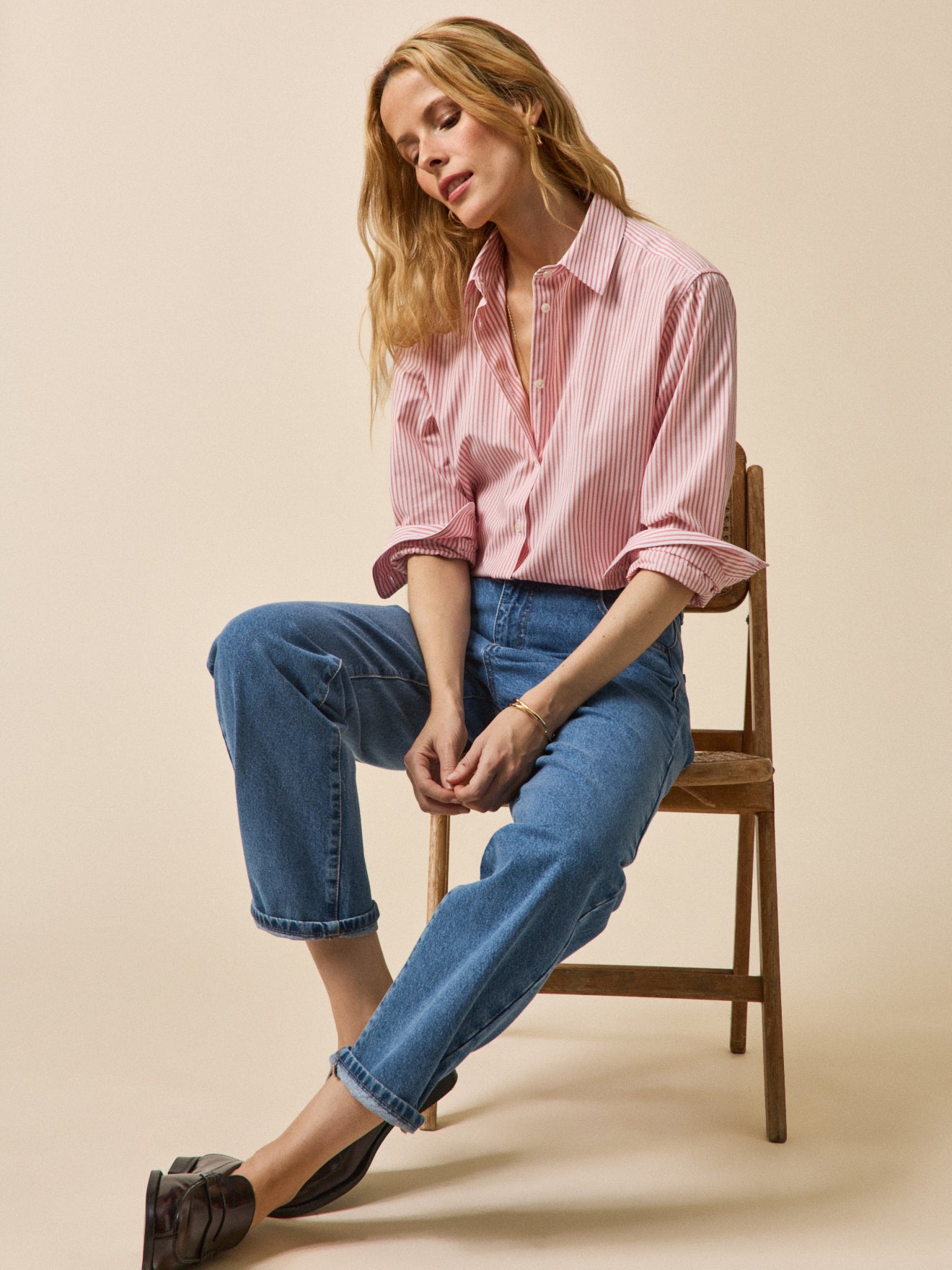 Gestreifte Damenbluse aus Bio-Baumwolle