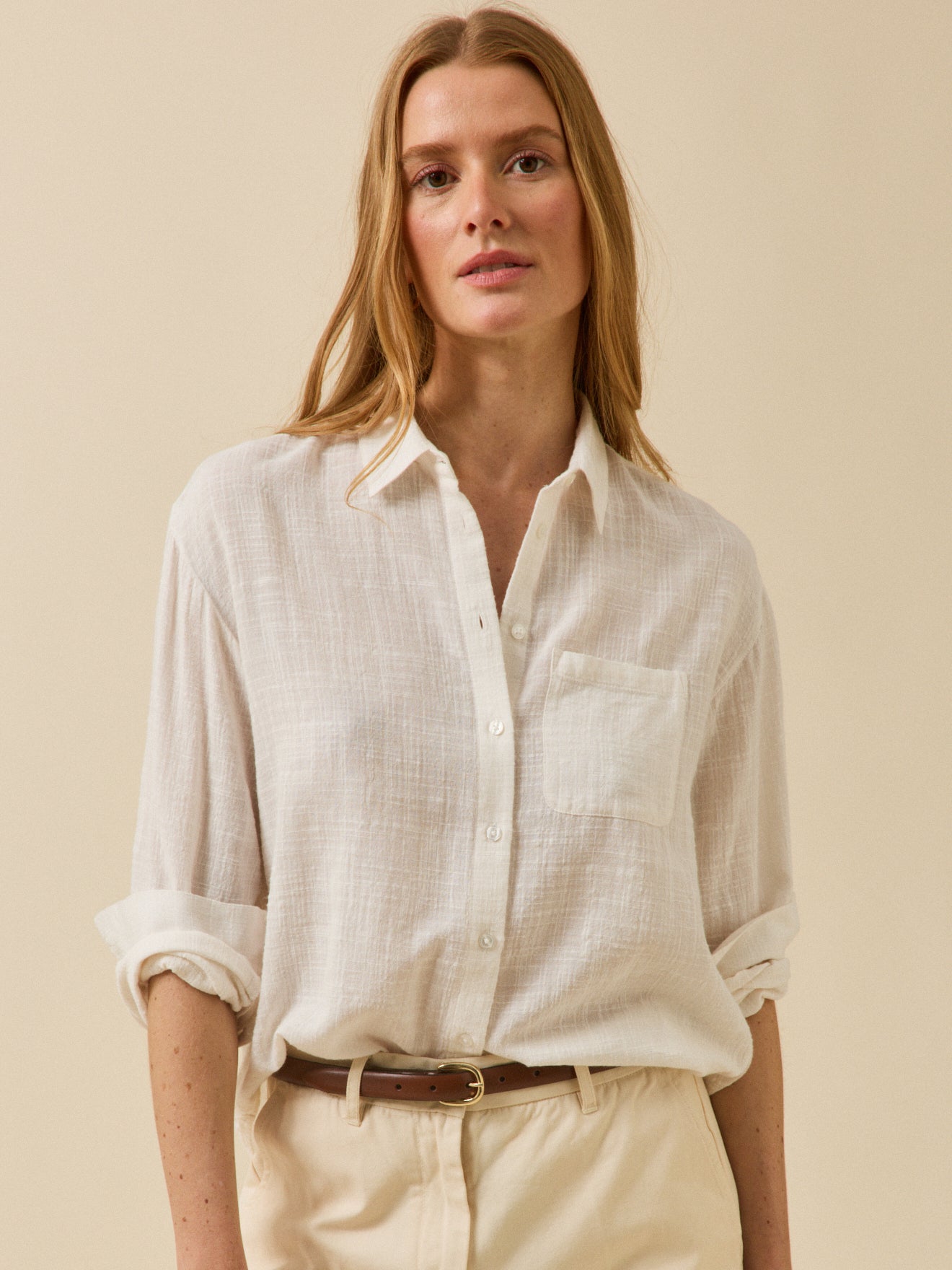 Damen-Hemdbluse aus Crepon - Gaby-Passform