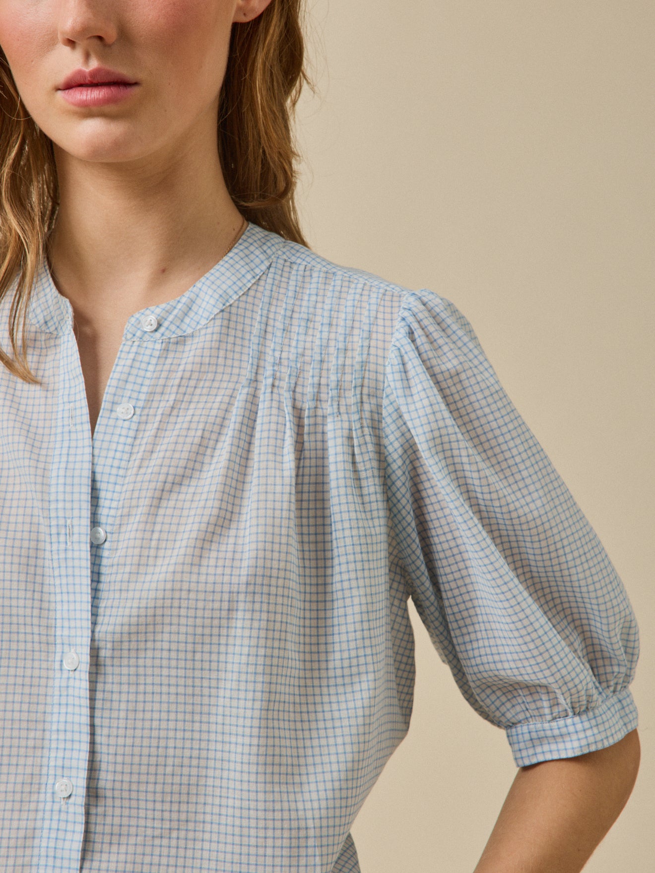 Damenbluse mit Tattersall-Karos