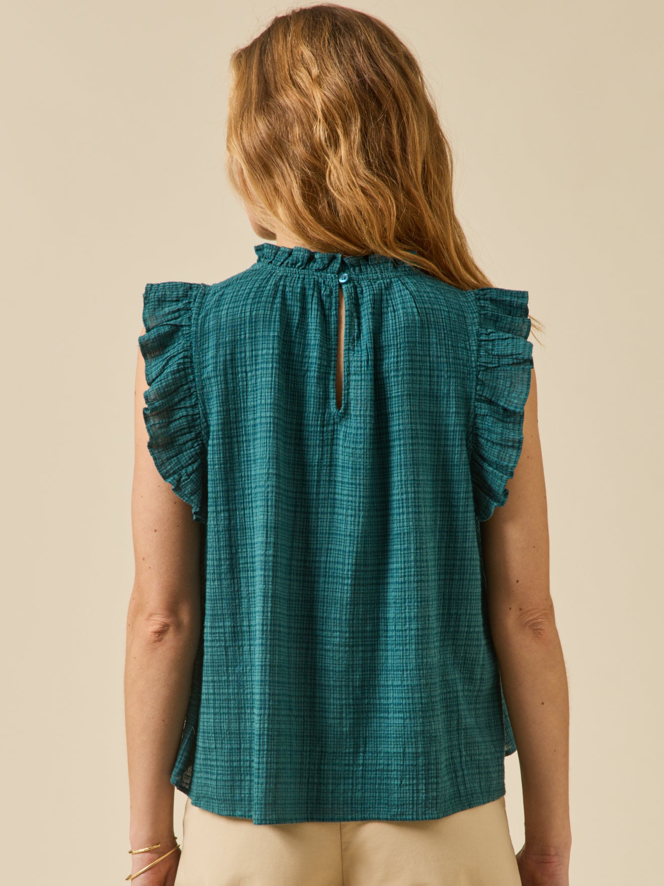 Damen-Top mit Volants aus Crêpe
