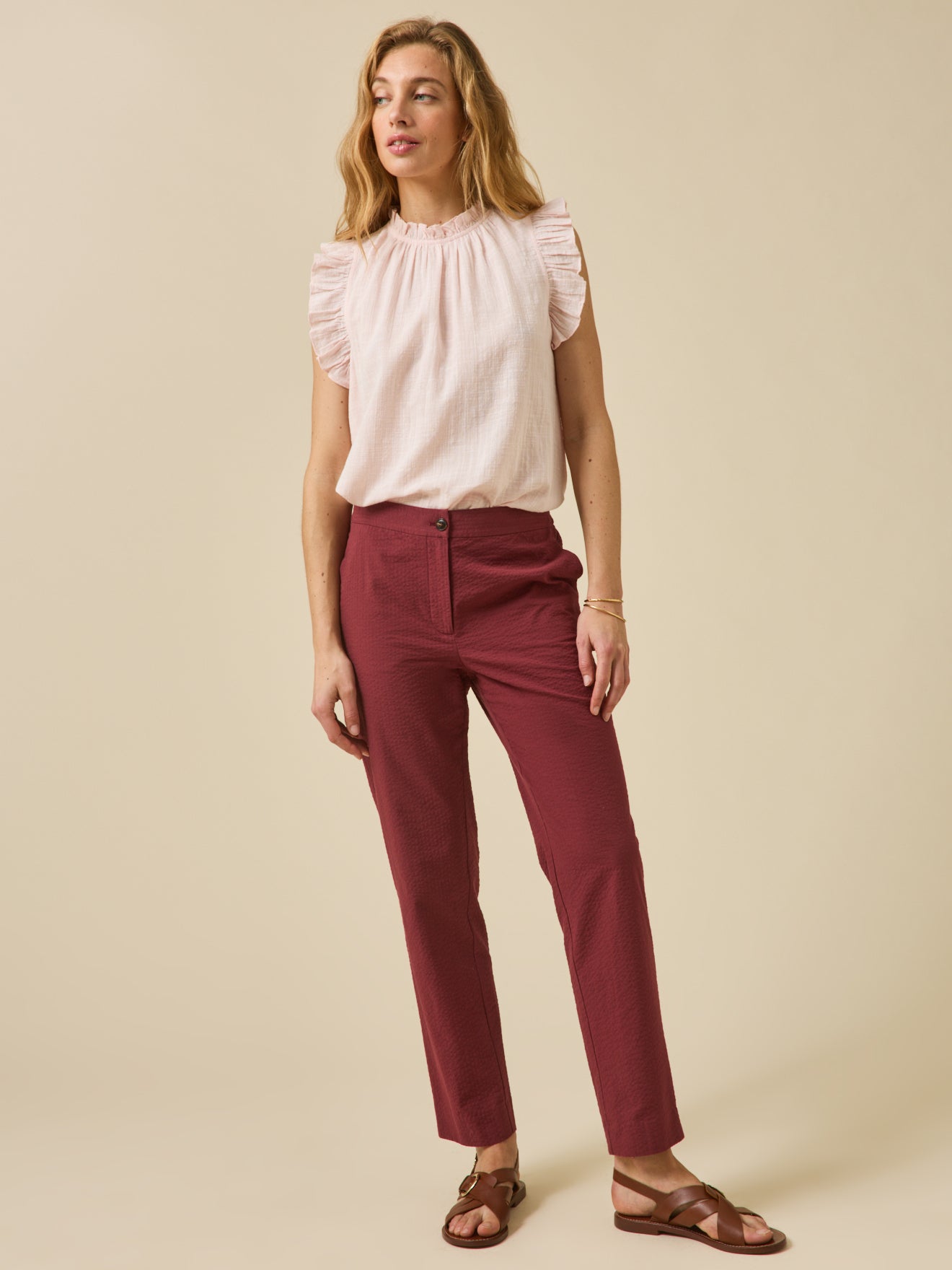 Damen-Top mit Volants aus Crêpe
