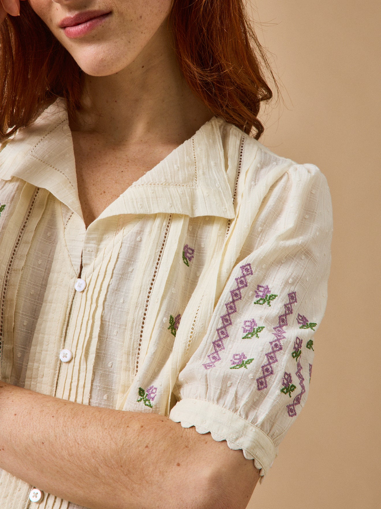 Damenbluse mit Stickerei - CYRILLUS X EMILE & IDA