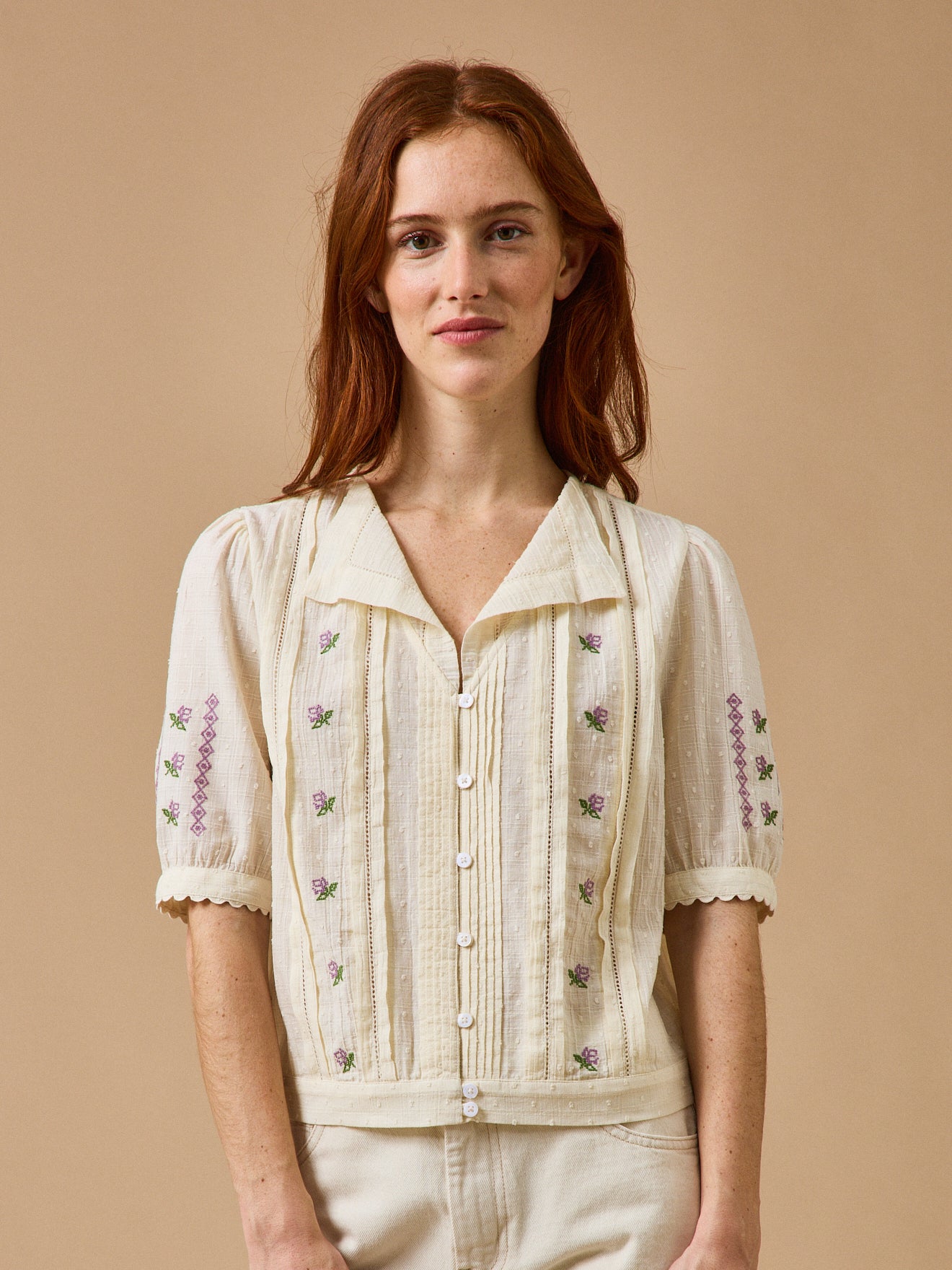 Damenbluse mit Stickerei - CYRILLUS X EMILE & IDA
