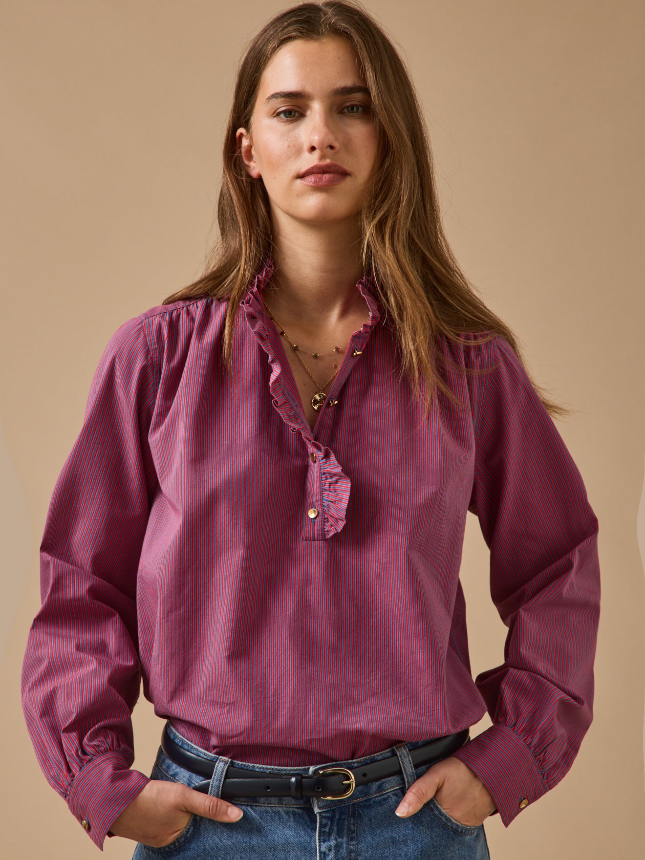 Gestreifte Damenbluse - Noémie-Modell