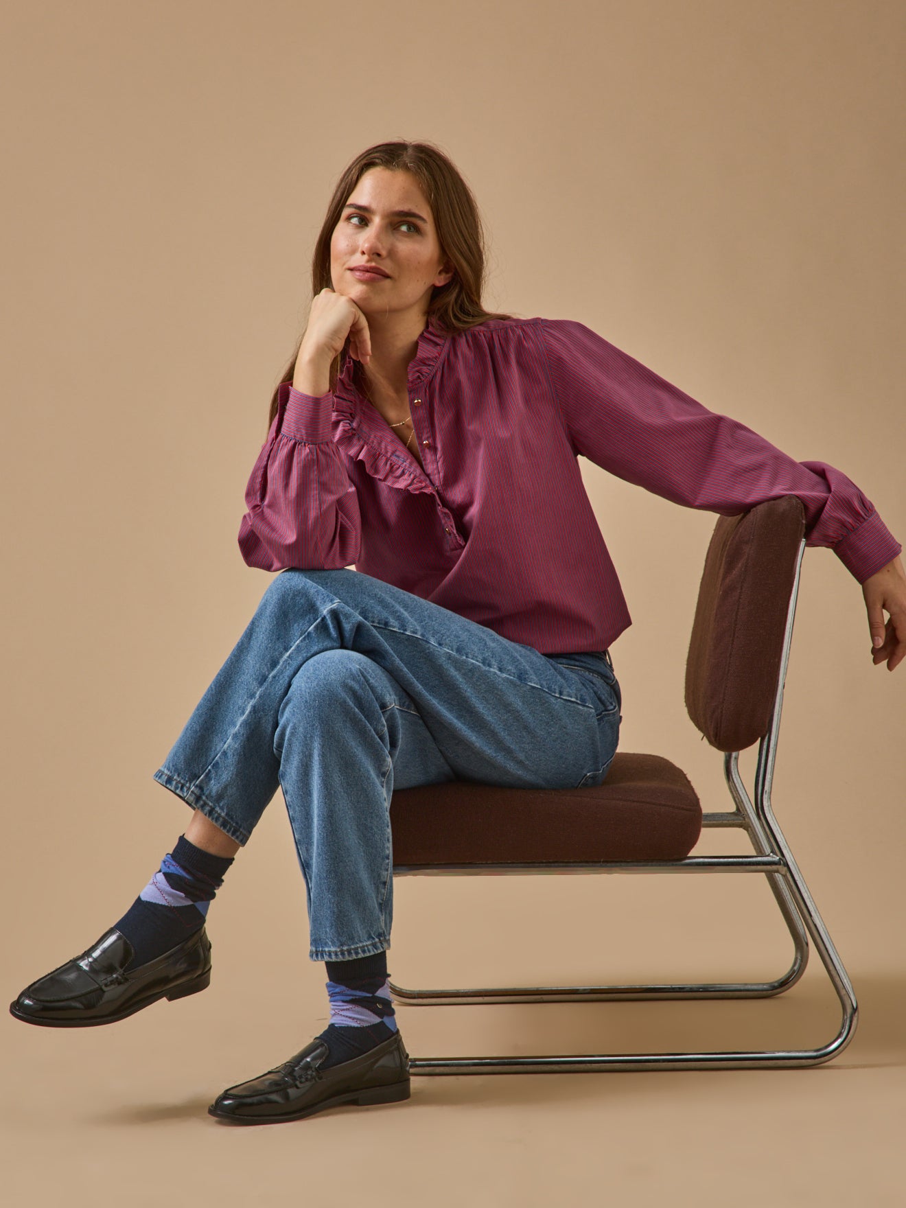 Gestreifte Damenbluse - Noémie-Modell