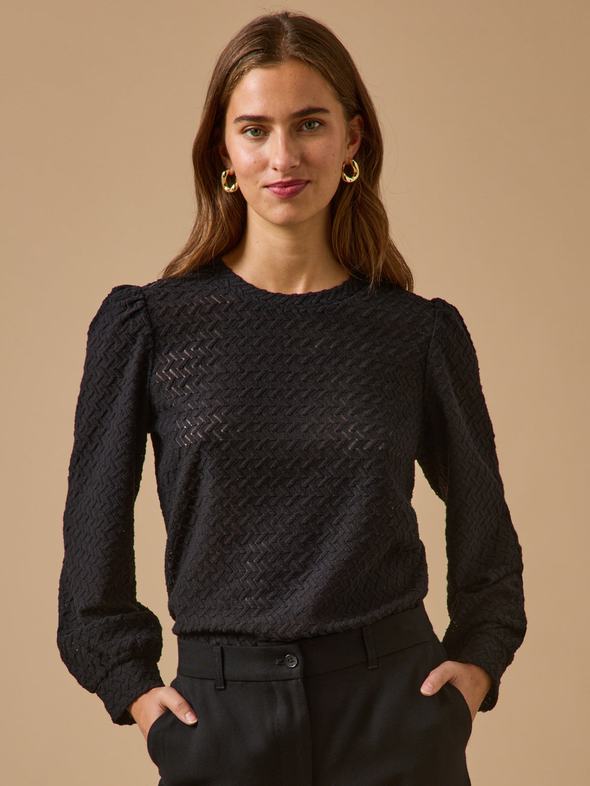 Damenbluse mit Jacquard