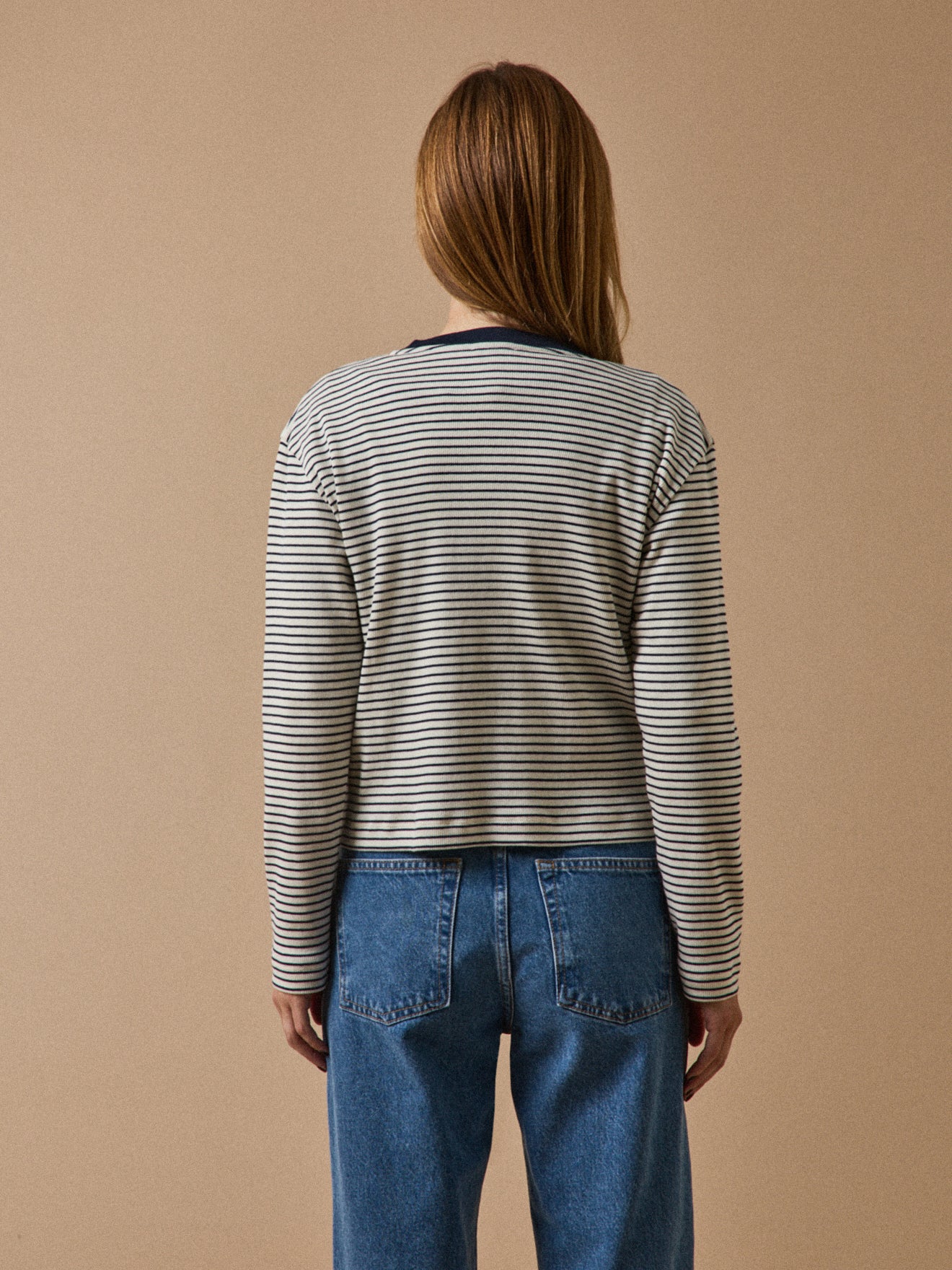 Gestreifter Damen-Cardigan aus Bio-Baumwolle