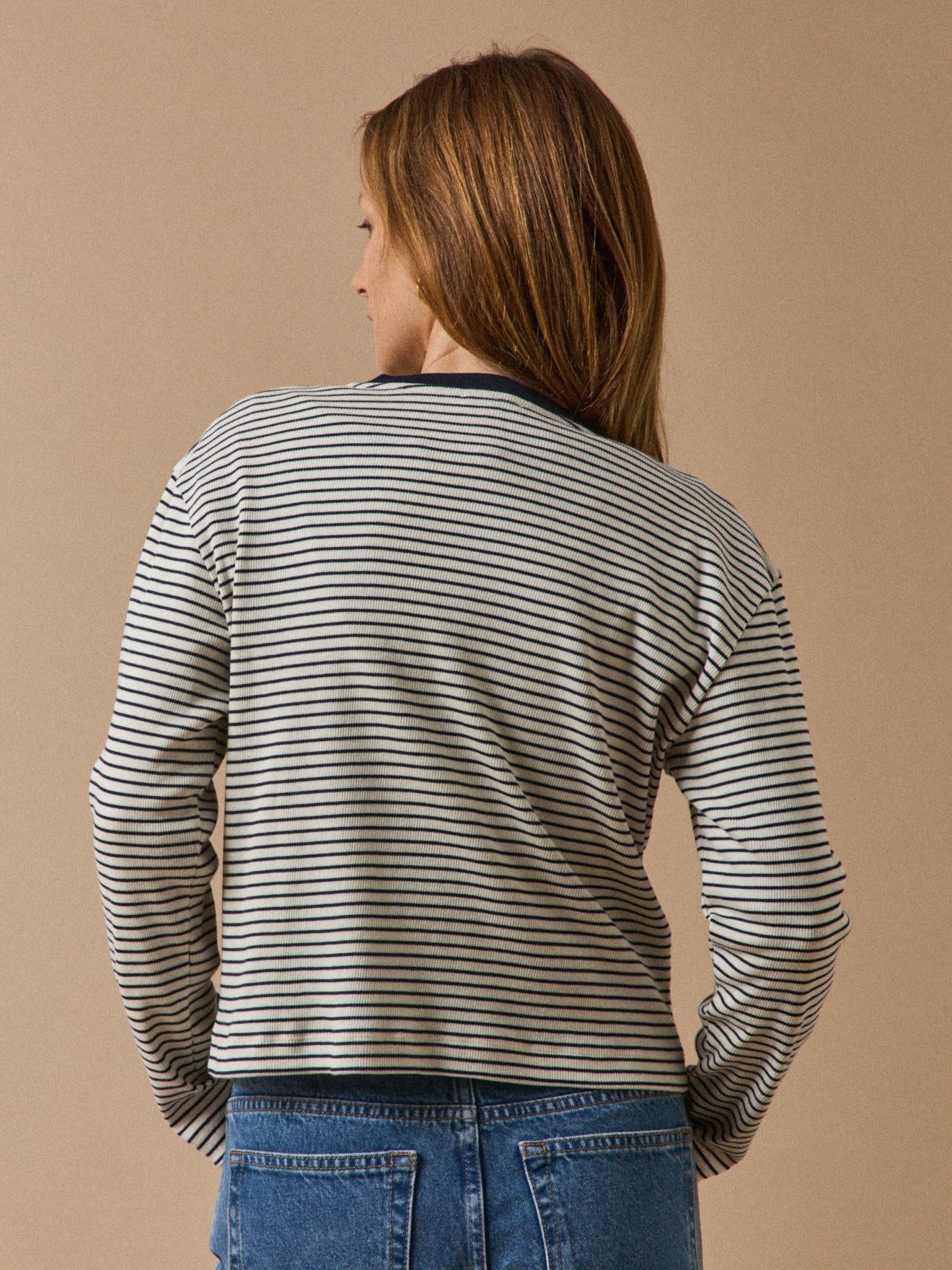 Gestreifter Damen-Cardigan aus Bio-Baumwolle