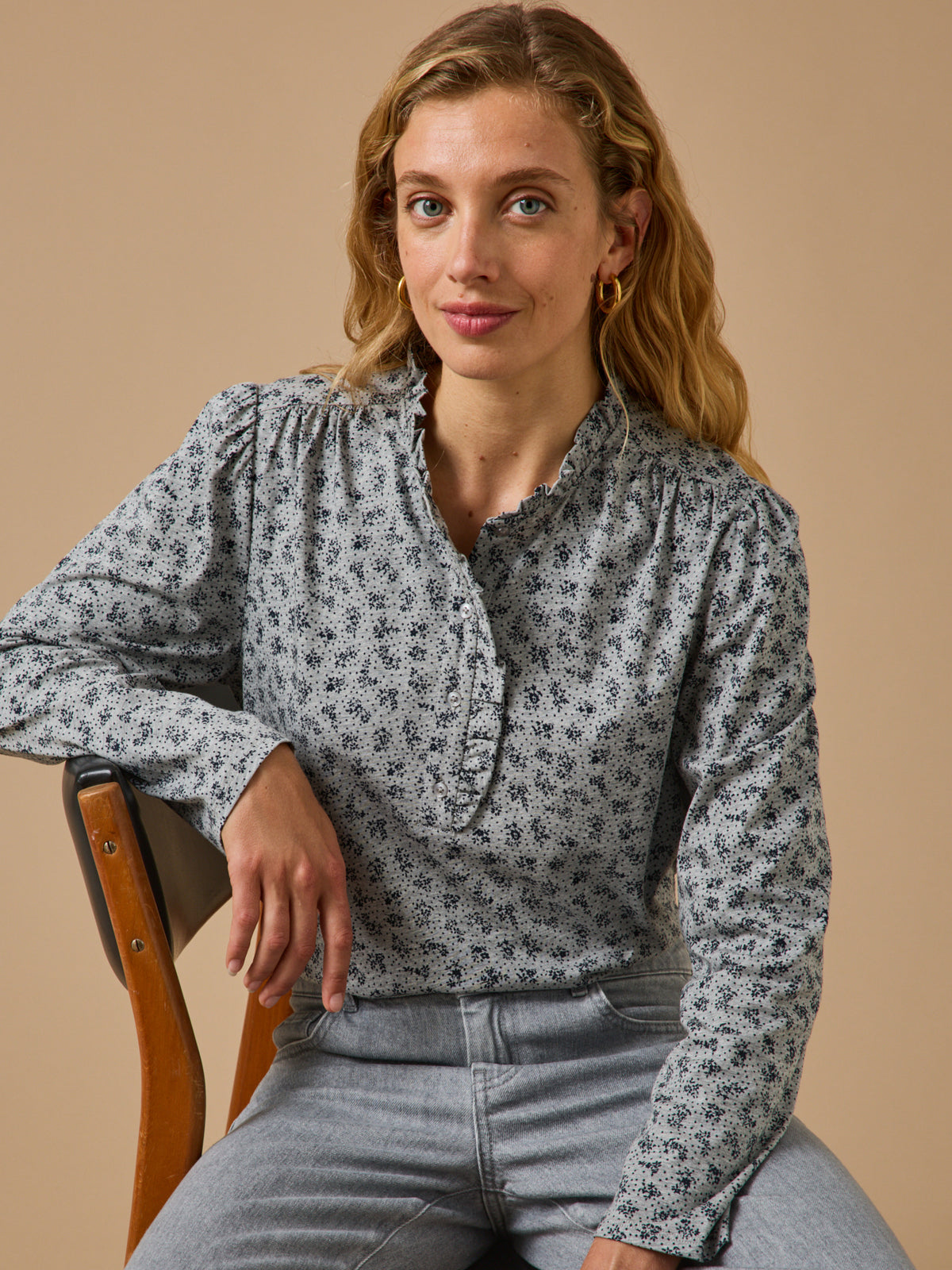 Bedruckte Damenbluse - Noémie-Modell