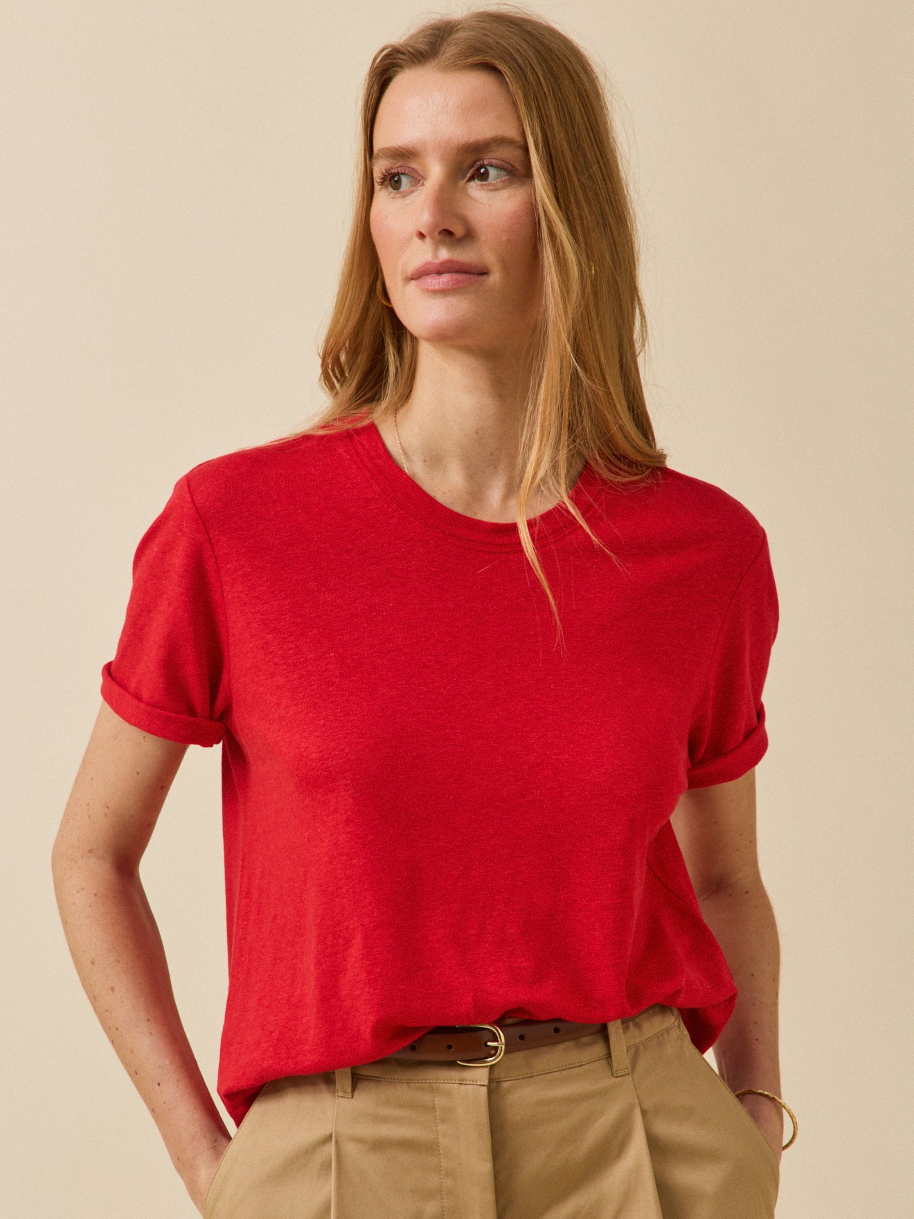 Damen-T-Shirt aus Leinen und Viskose