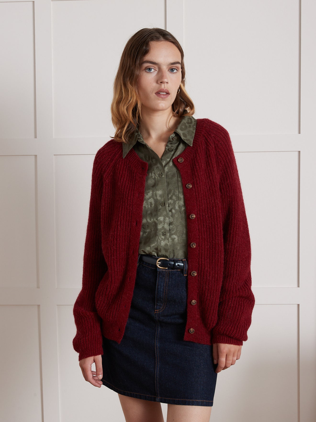 Damen-Cardigan mit Moosstrick