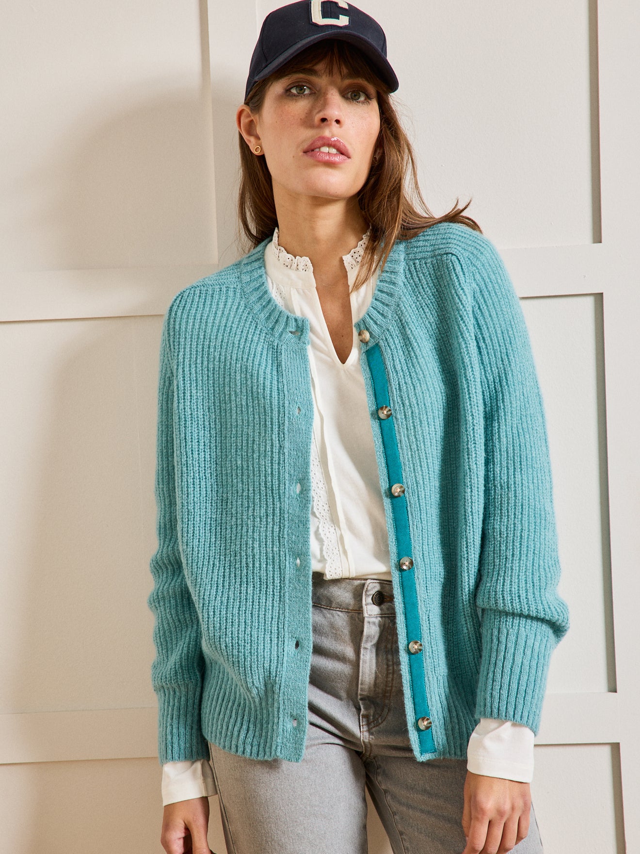 Damen-Cardigan mit Wolle, Alpaka und Mohair