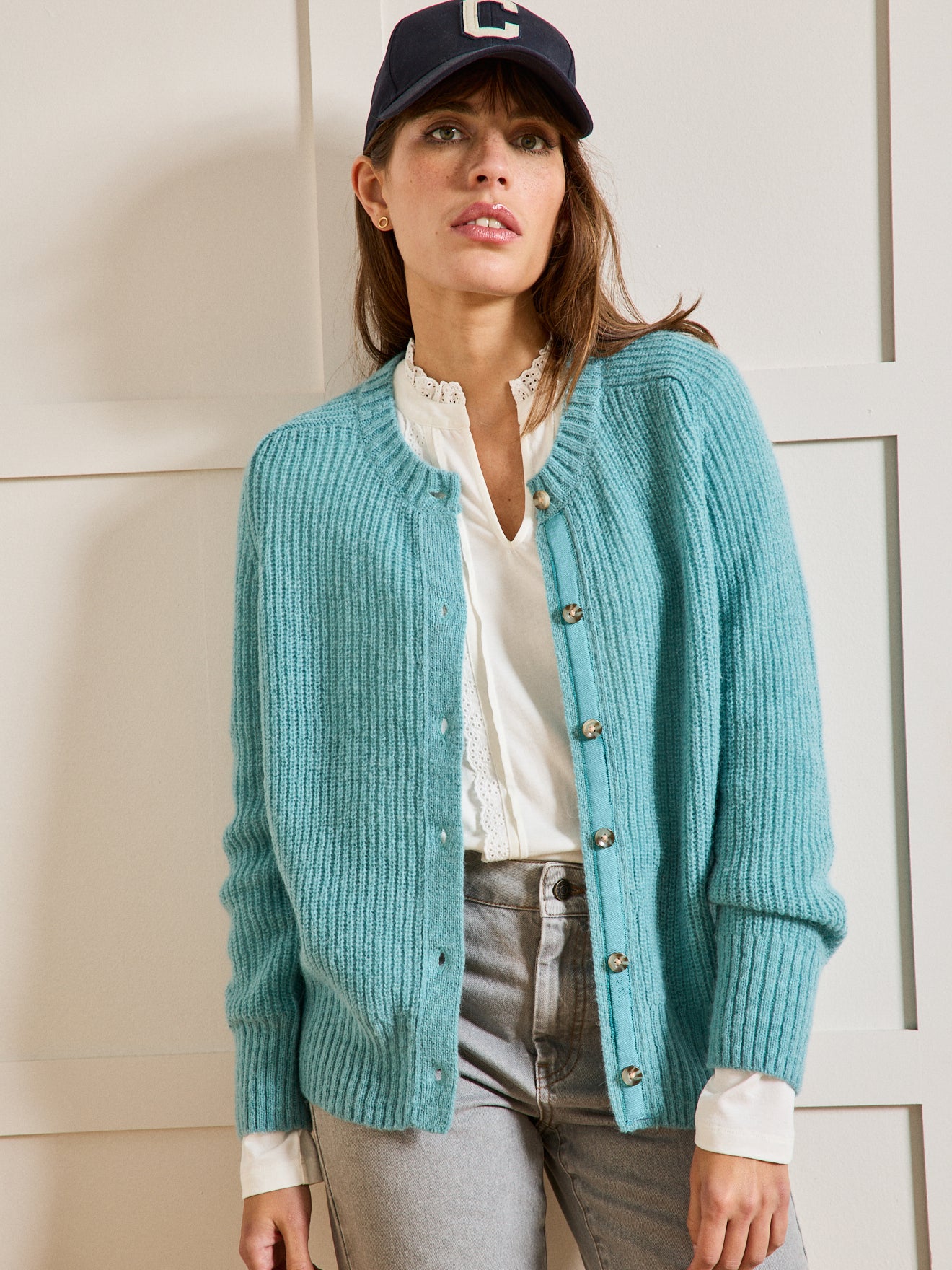 Damen-Cardigan mit Wolle, Alpaka und Mohair