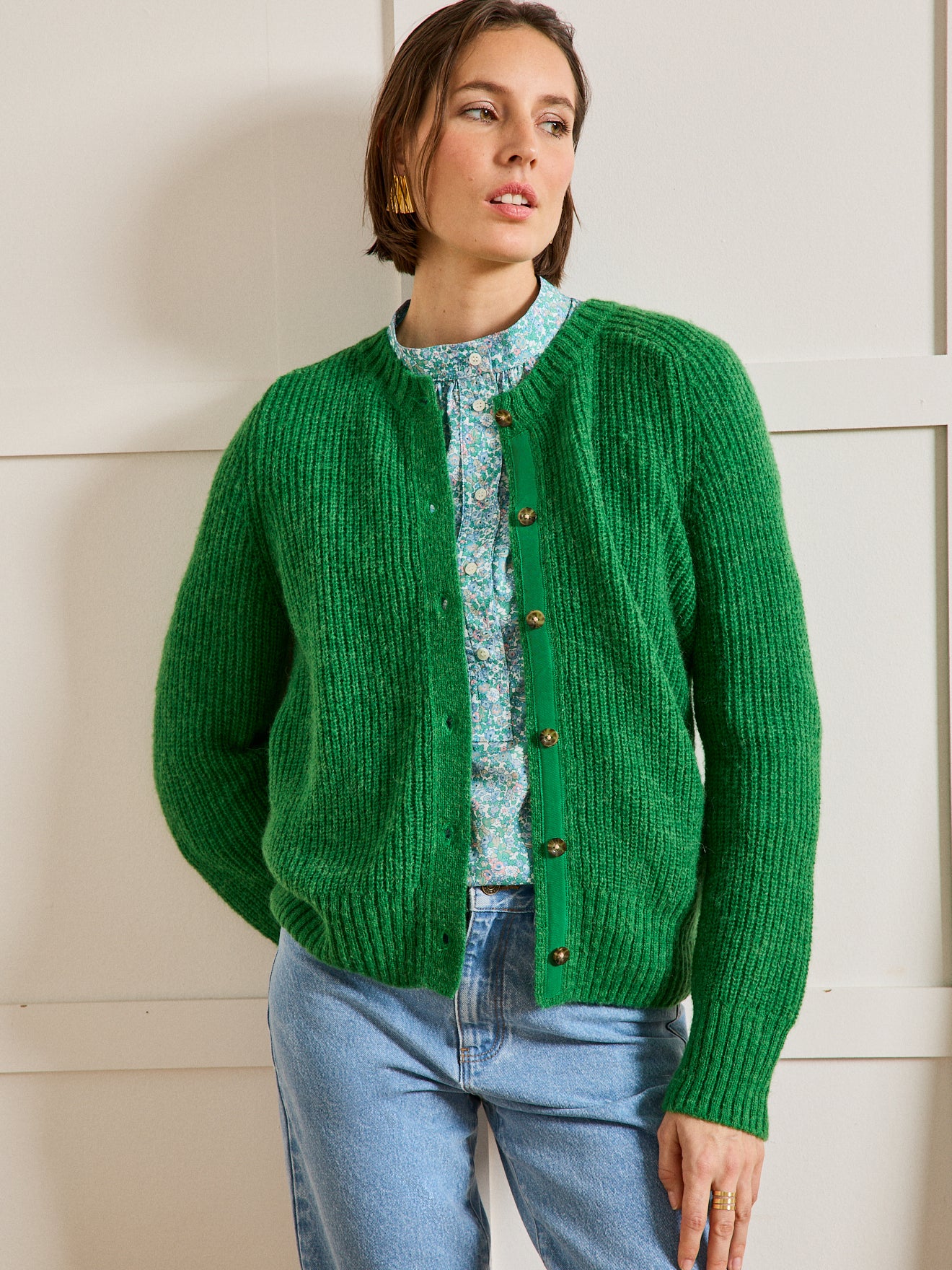 Damen-Cardigan mit Wolle, Alpaka und Mohair