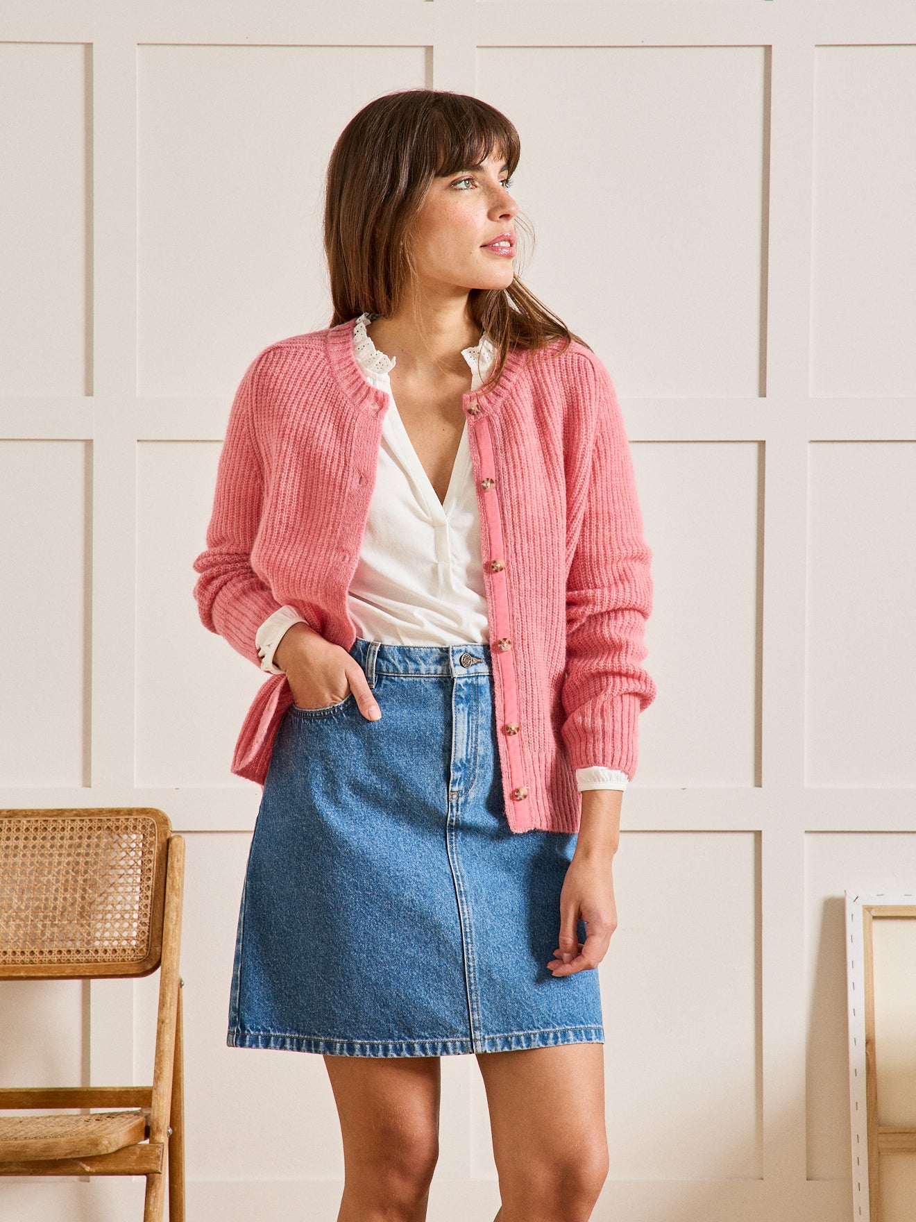 Damen-Cardigan mit Wolle, Alpaka und Mohair