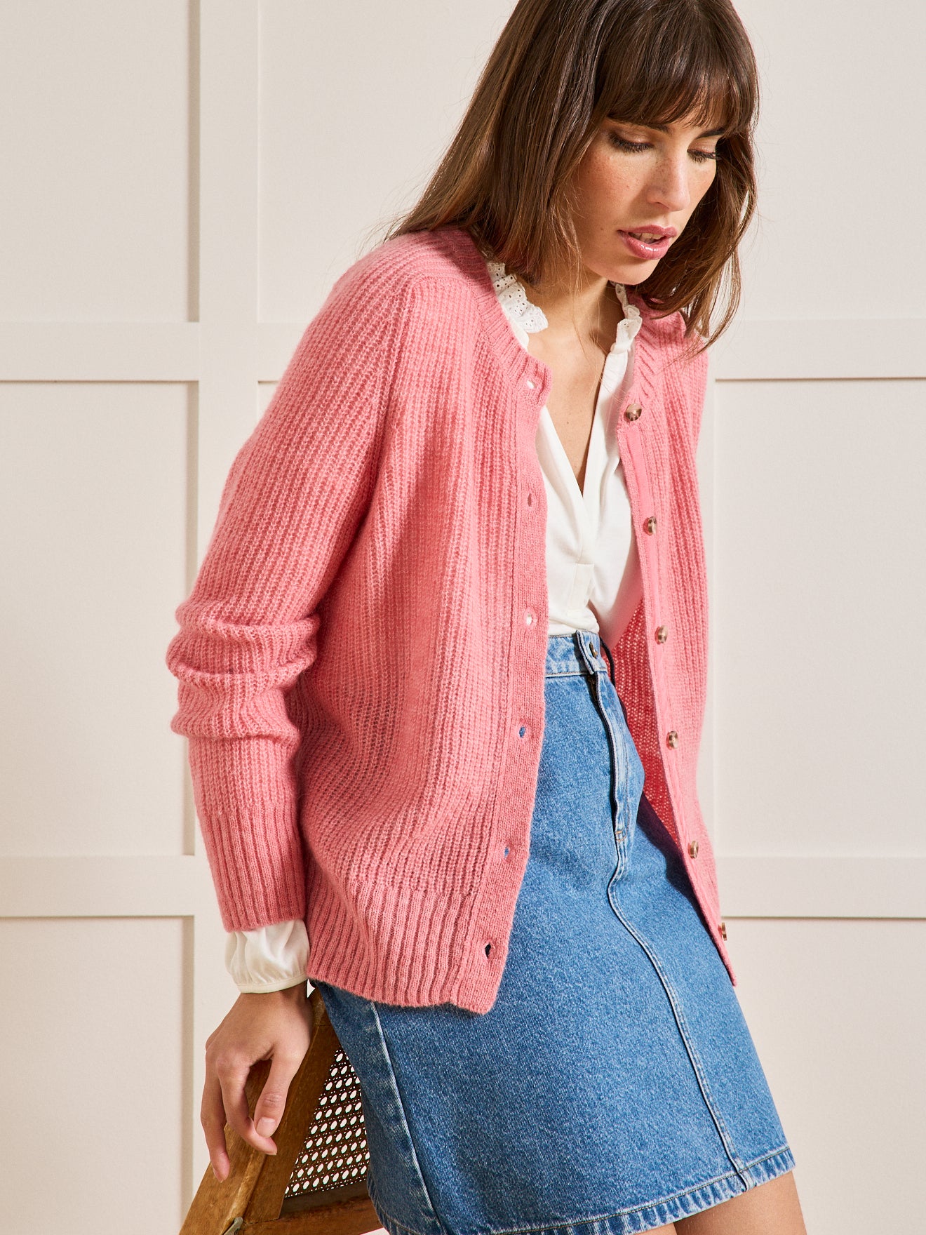 Damen-Cardigan mit Wolle, Alpaka und Mohair