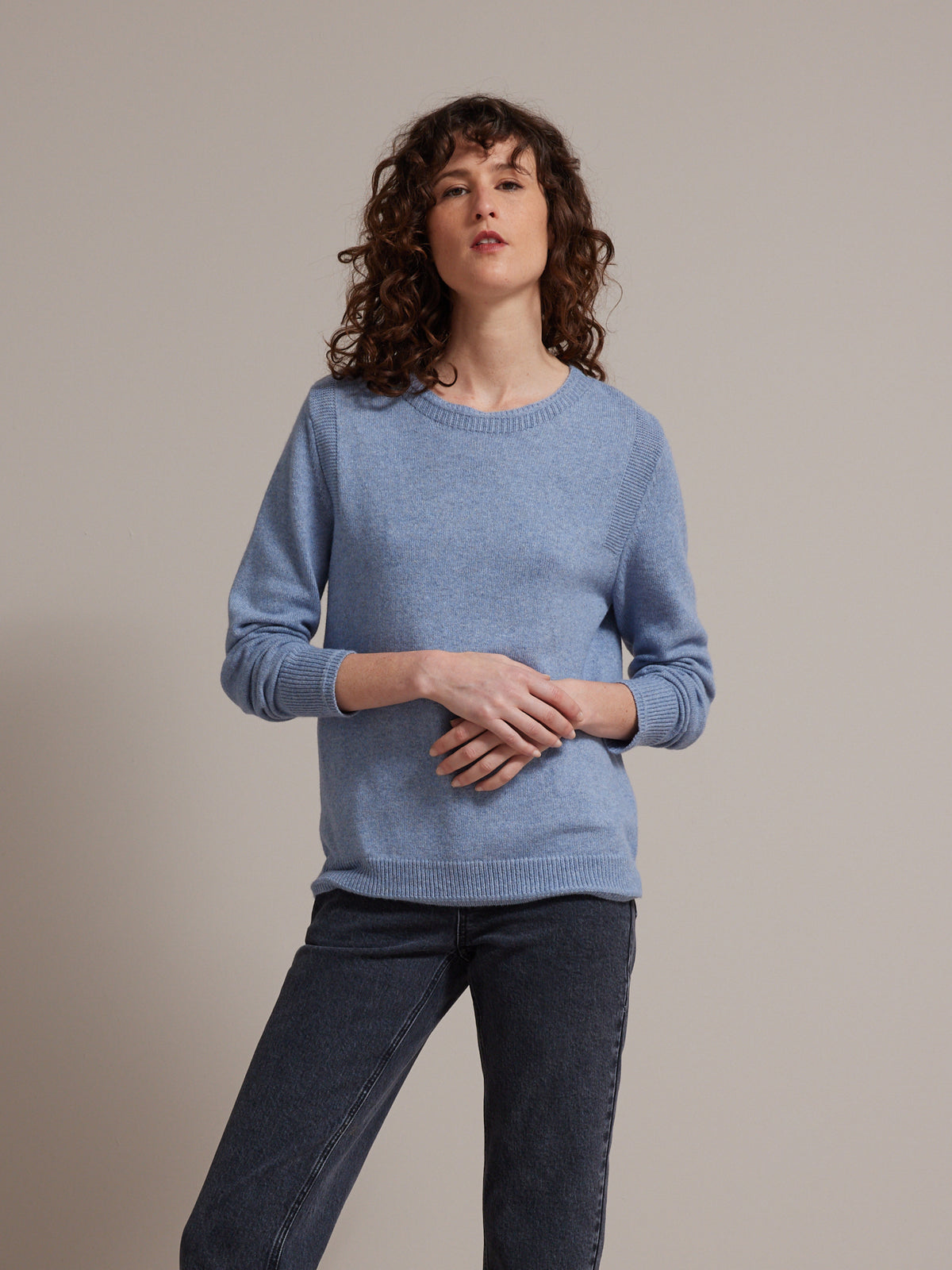 Damenpullover aus RWS*Merinowolle mit rundem Halsausschnitt