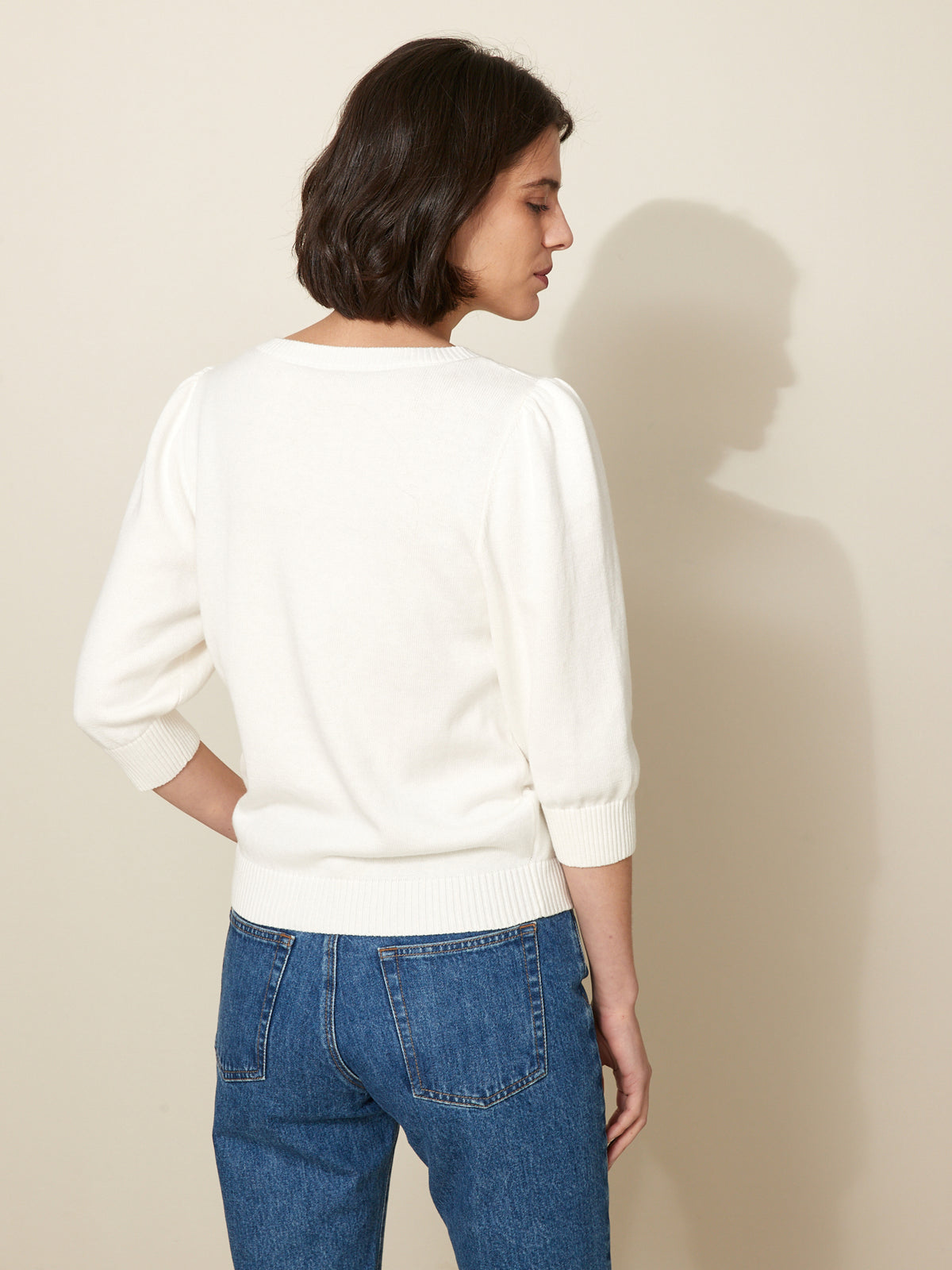 Damenpullover mit Lochmuster - Bio-Baumwolle und Cashmere