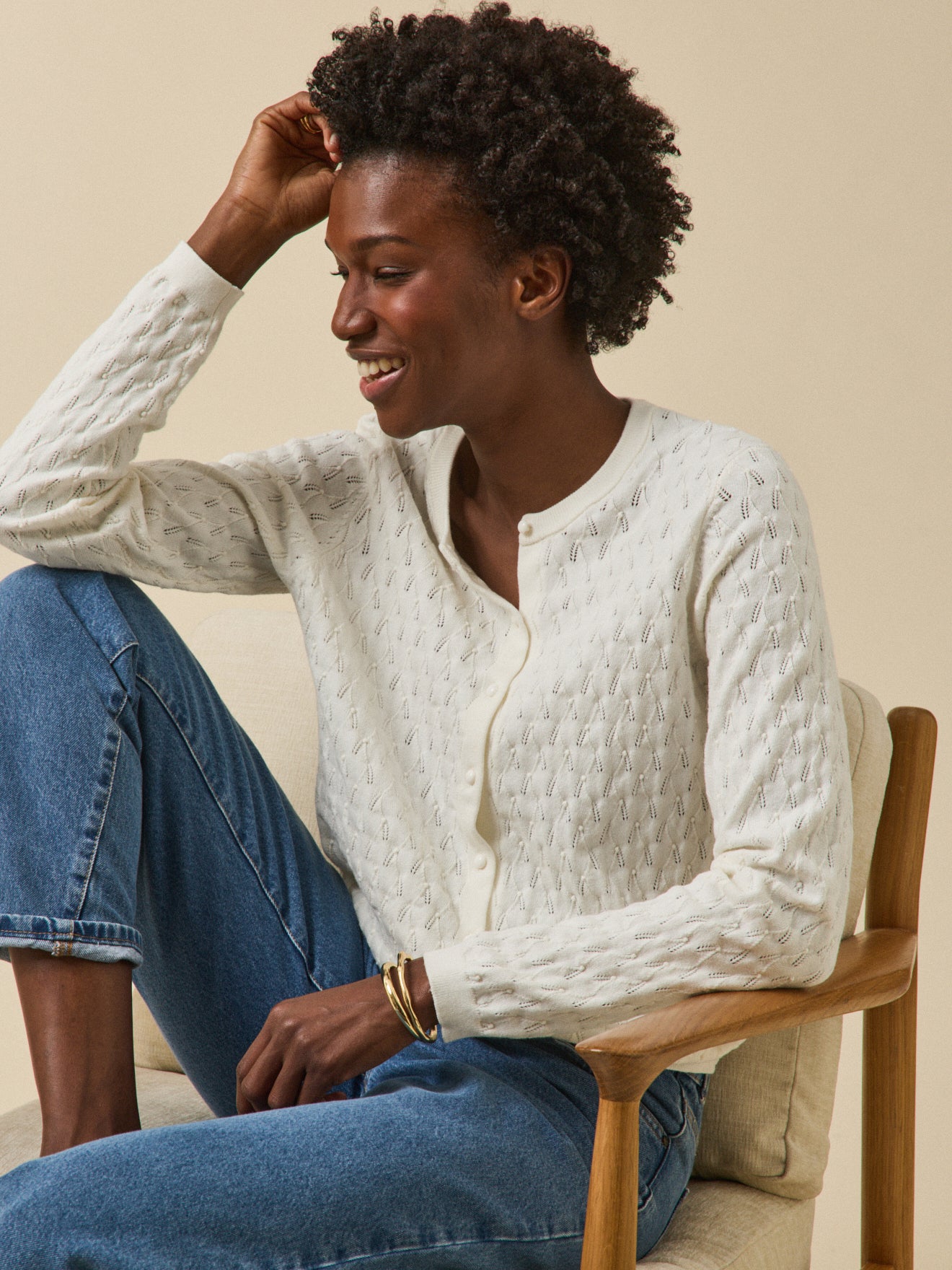 Damencardigan aus Pointellestrick