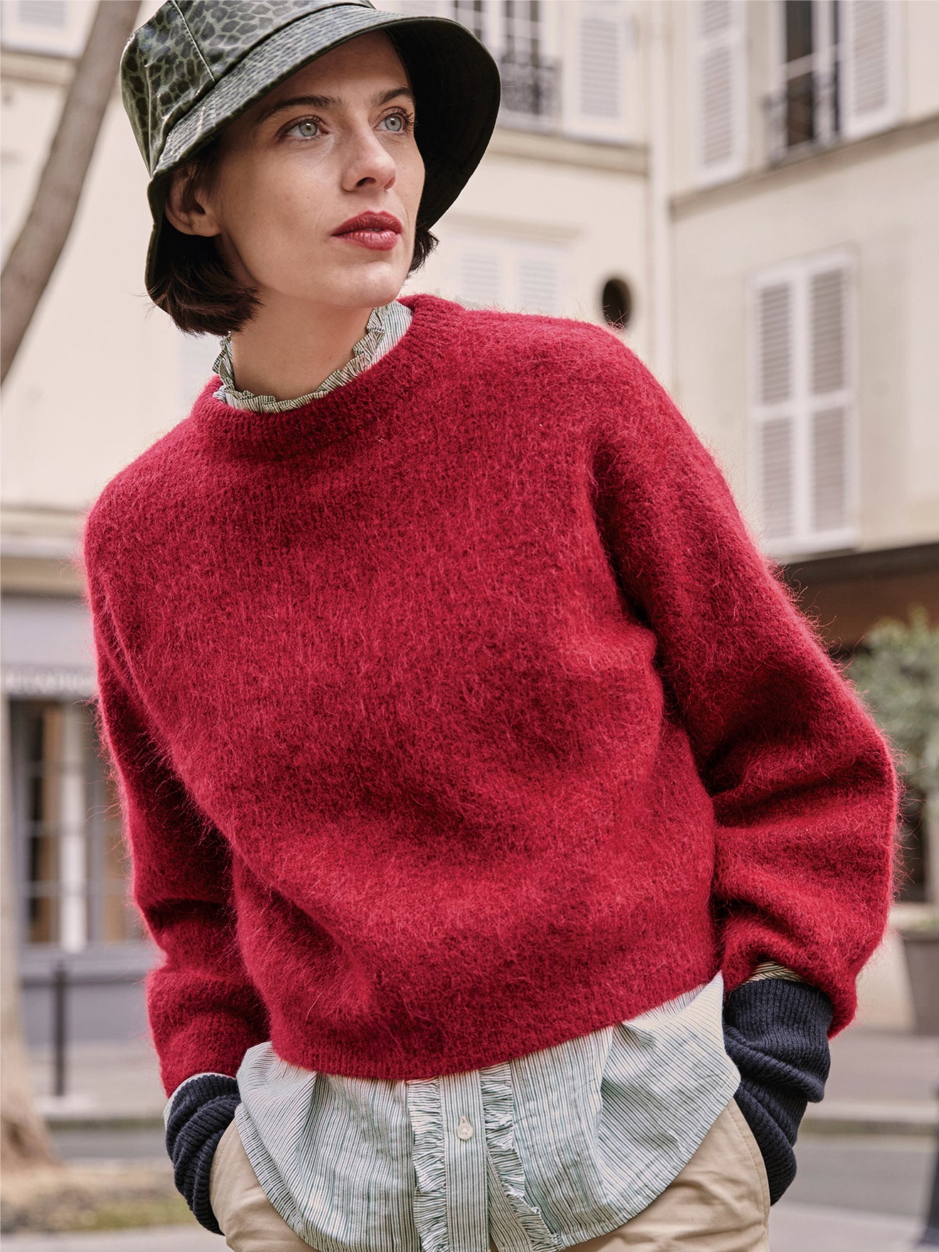 Damenpullover aus Wolle und Mohair mit rundem Halsausschnitt