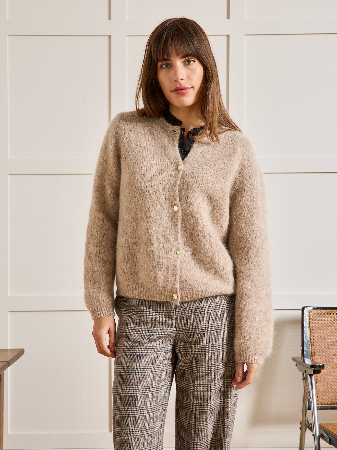 Damen-Cardigan aus Kid Mohair im Boxy-Stil