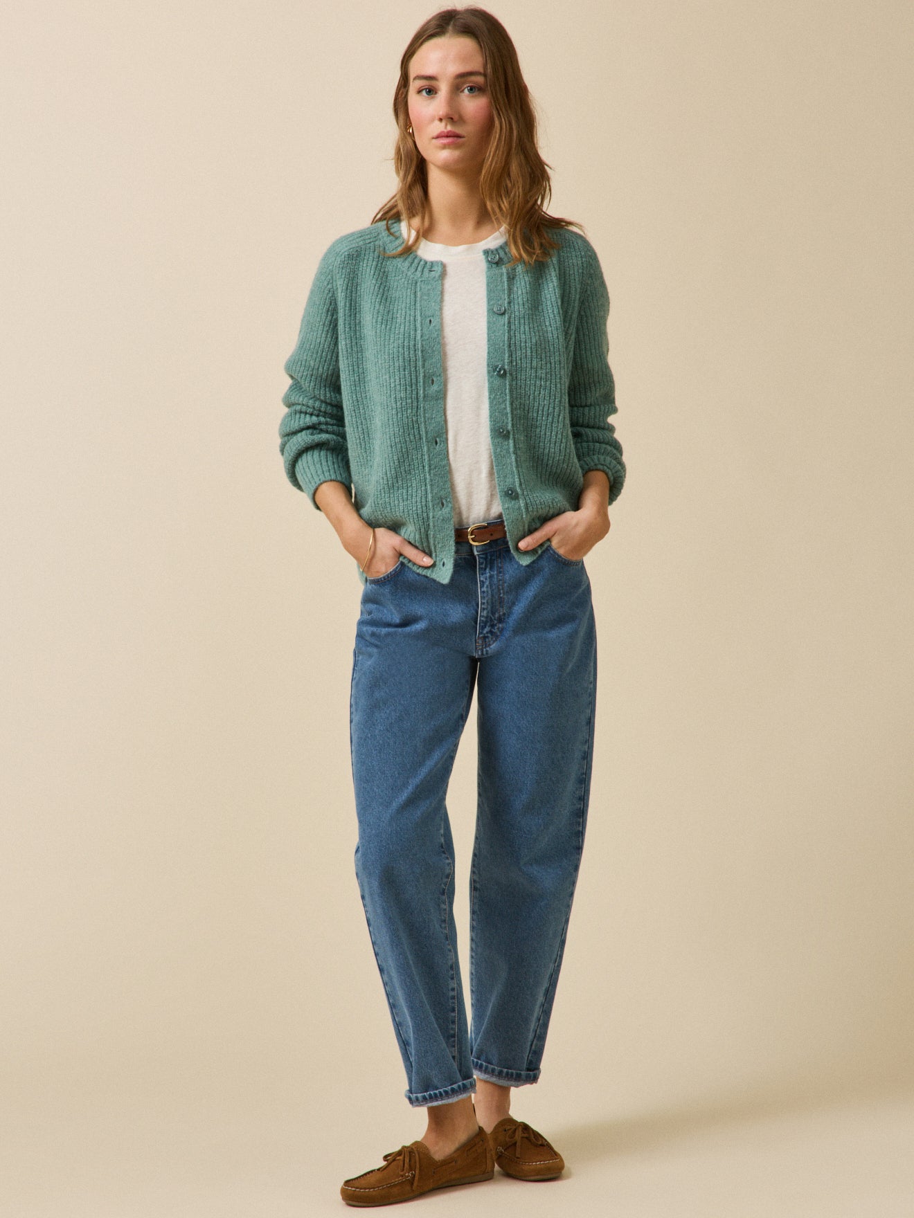 Damencardigan aus Wolle, Alpaka und Mohair