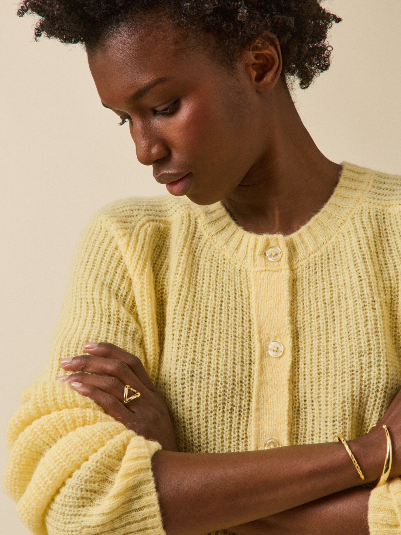 Damencardigan aus Wolle, Alpaka und Mohair