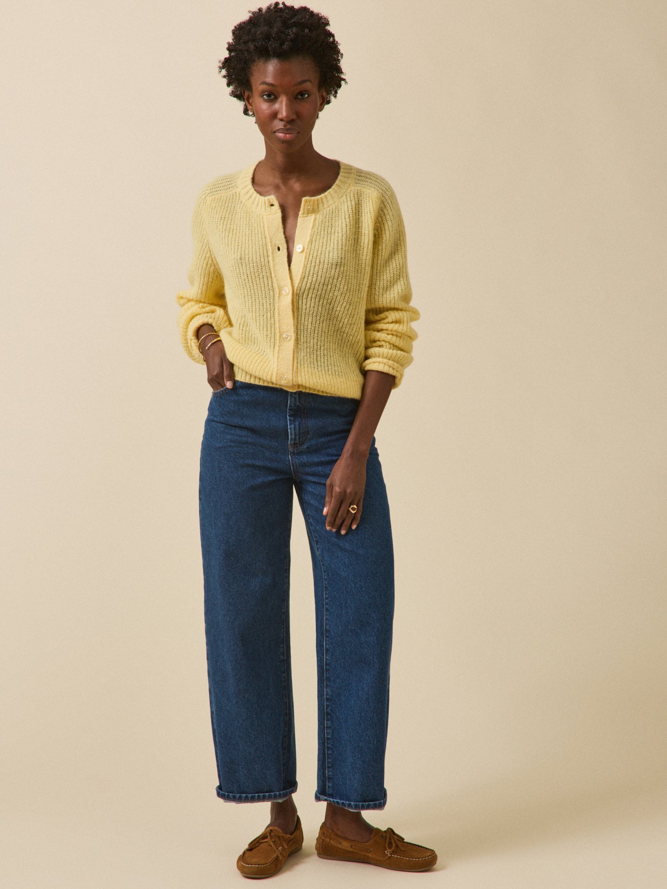 Damencardigan aus Wolle, Alpaka und Mohair