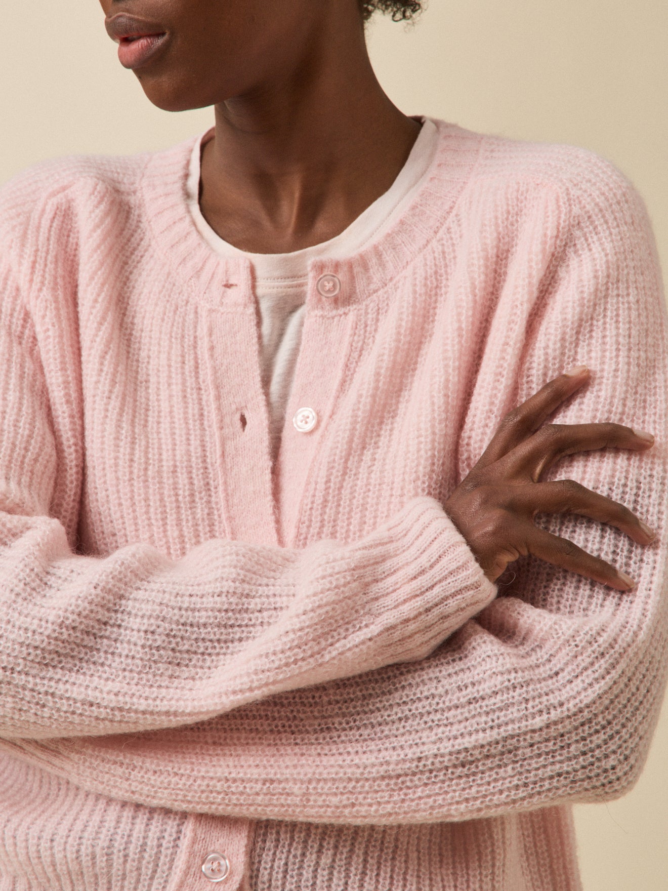 Damencardigan aus Wolle, Alpaka und Mohair