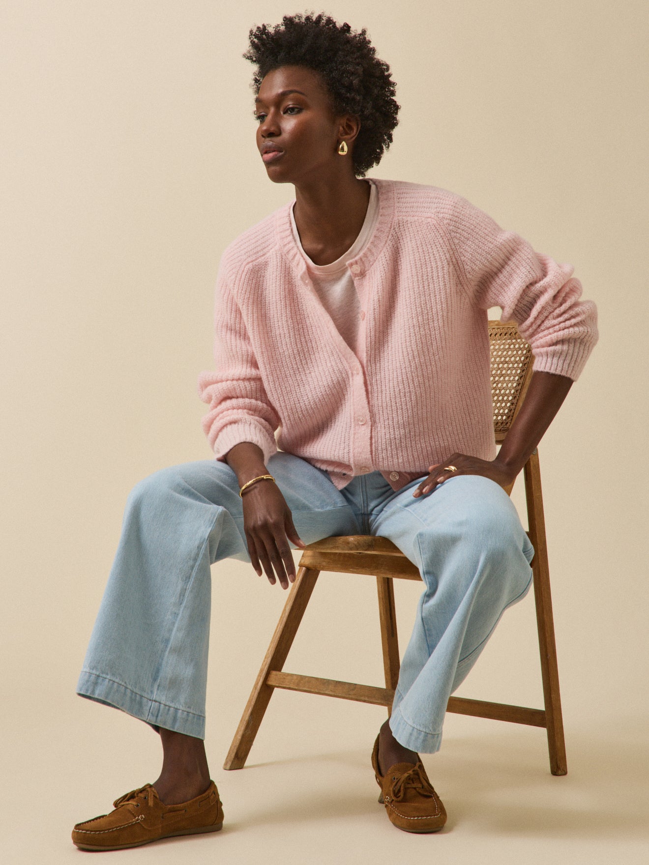 Damencardigan aus Wolle, Alpaka und Mohair