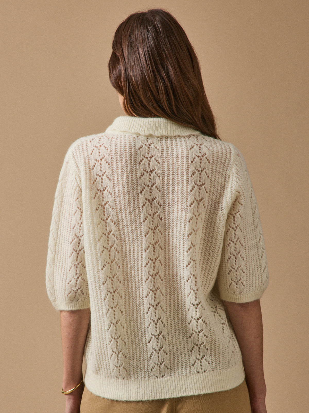 Damenpullover mit Polokragen aus Wolle und Mohair