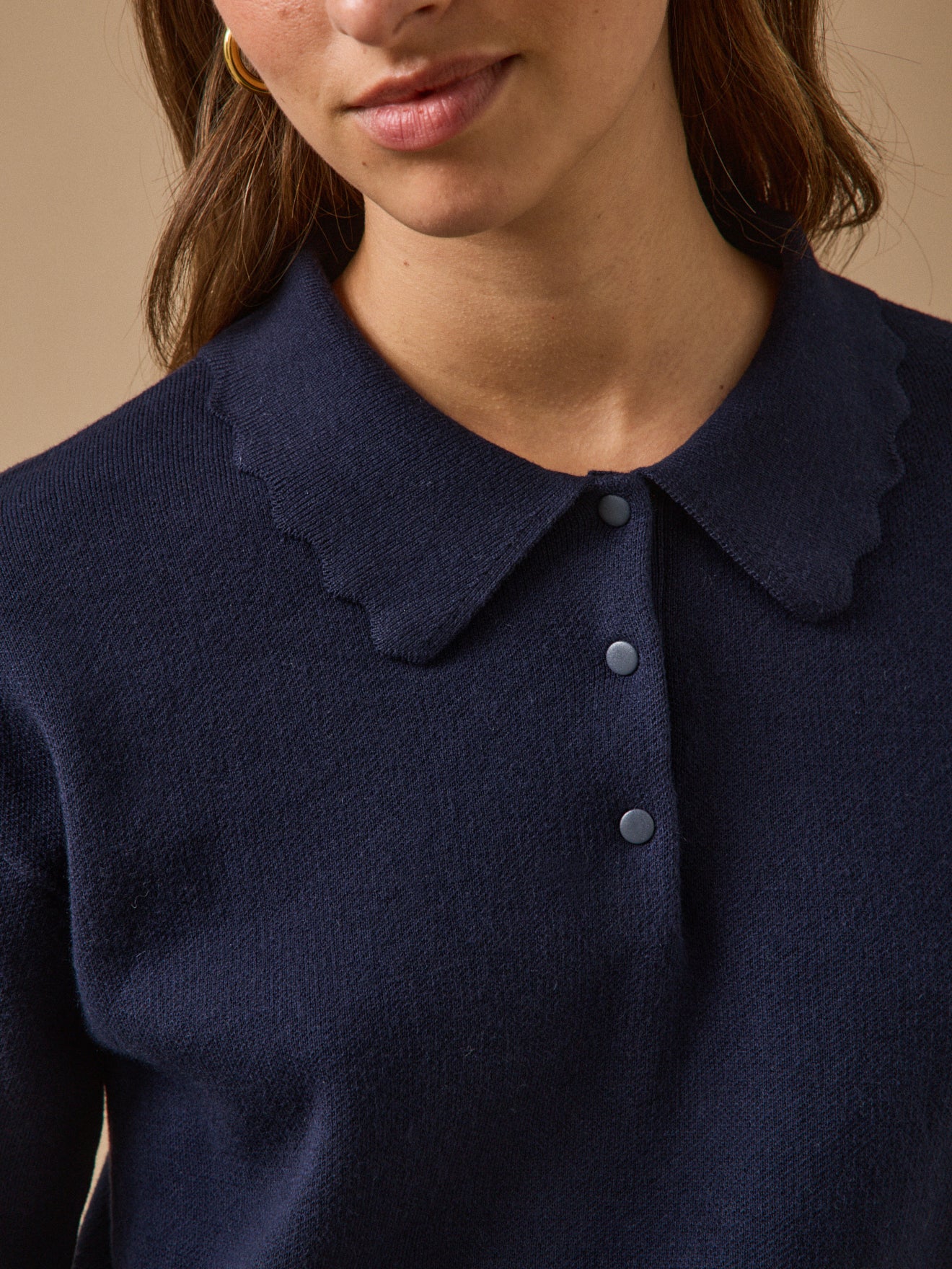 Damen-Polohemd aus Bio-Baumwolle und Cashmere