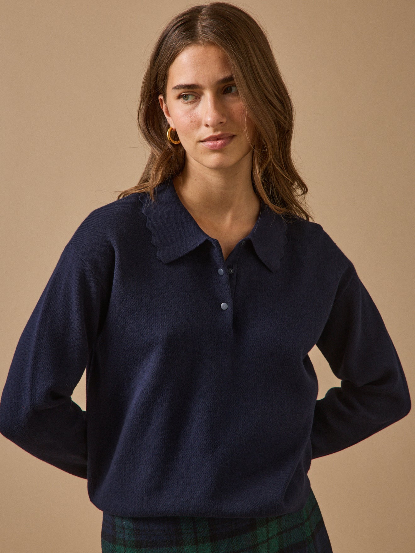 Damen-Polohemd aus Bio-Baumwolle und Cashmere