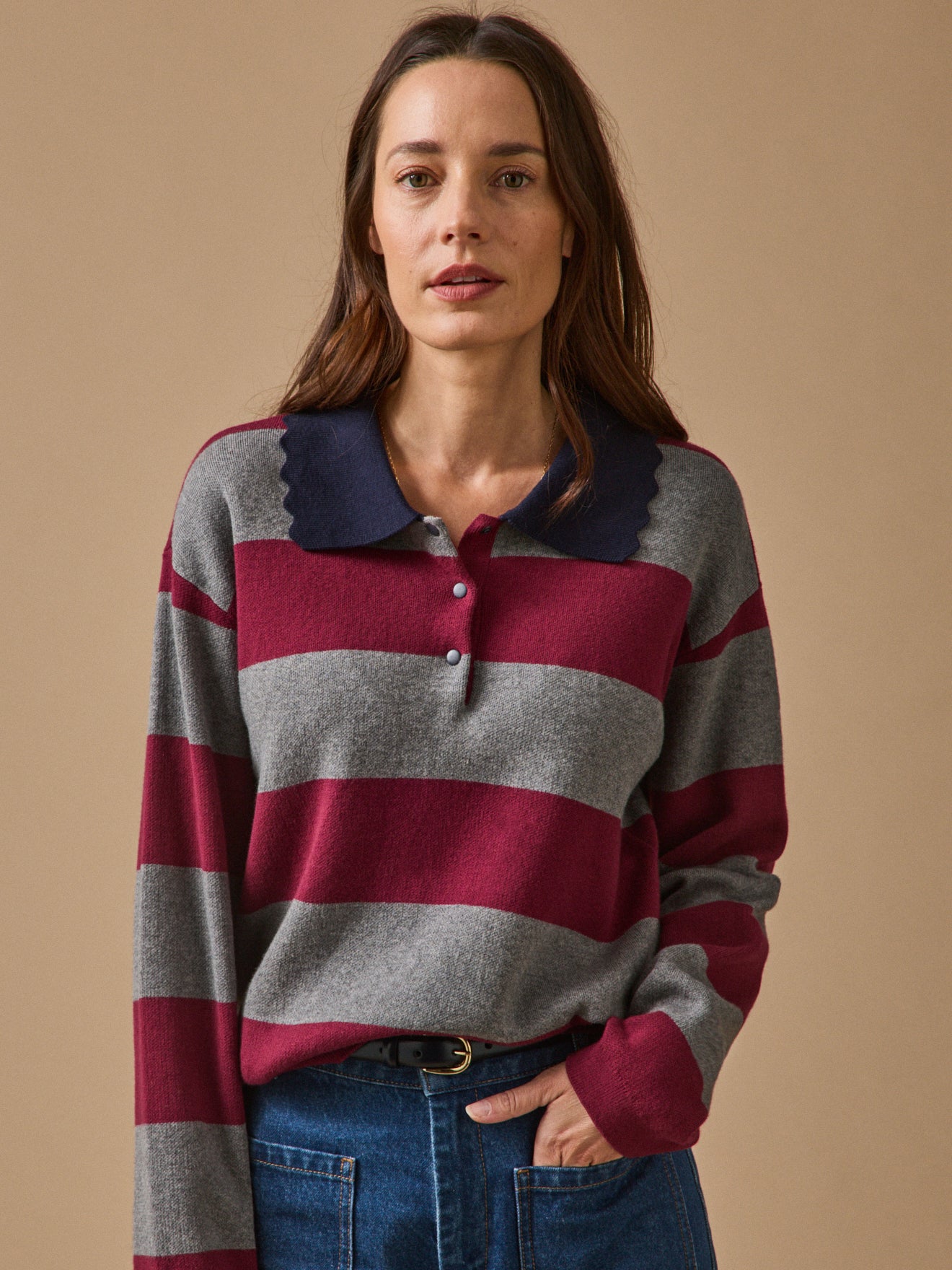 Damen-Polohemd aus Bio-Baumwolle und Cashmere