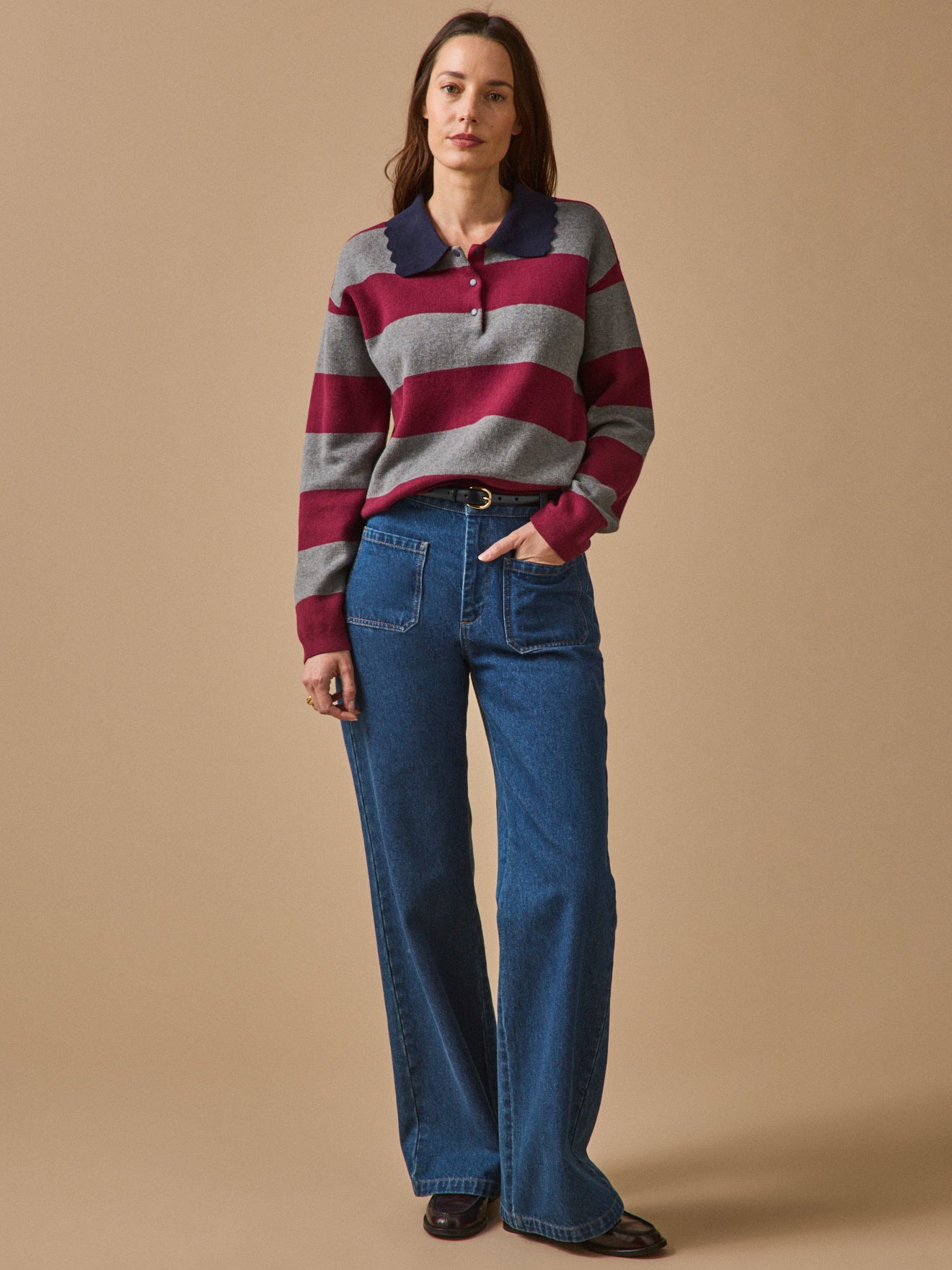 Damen-Polohemd aus Bio-Baumwolle und Cashmere