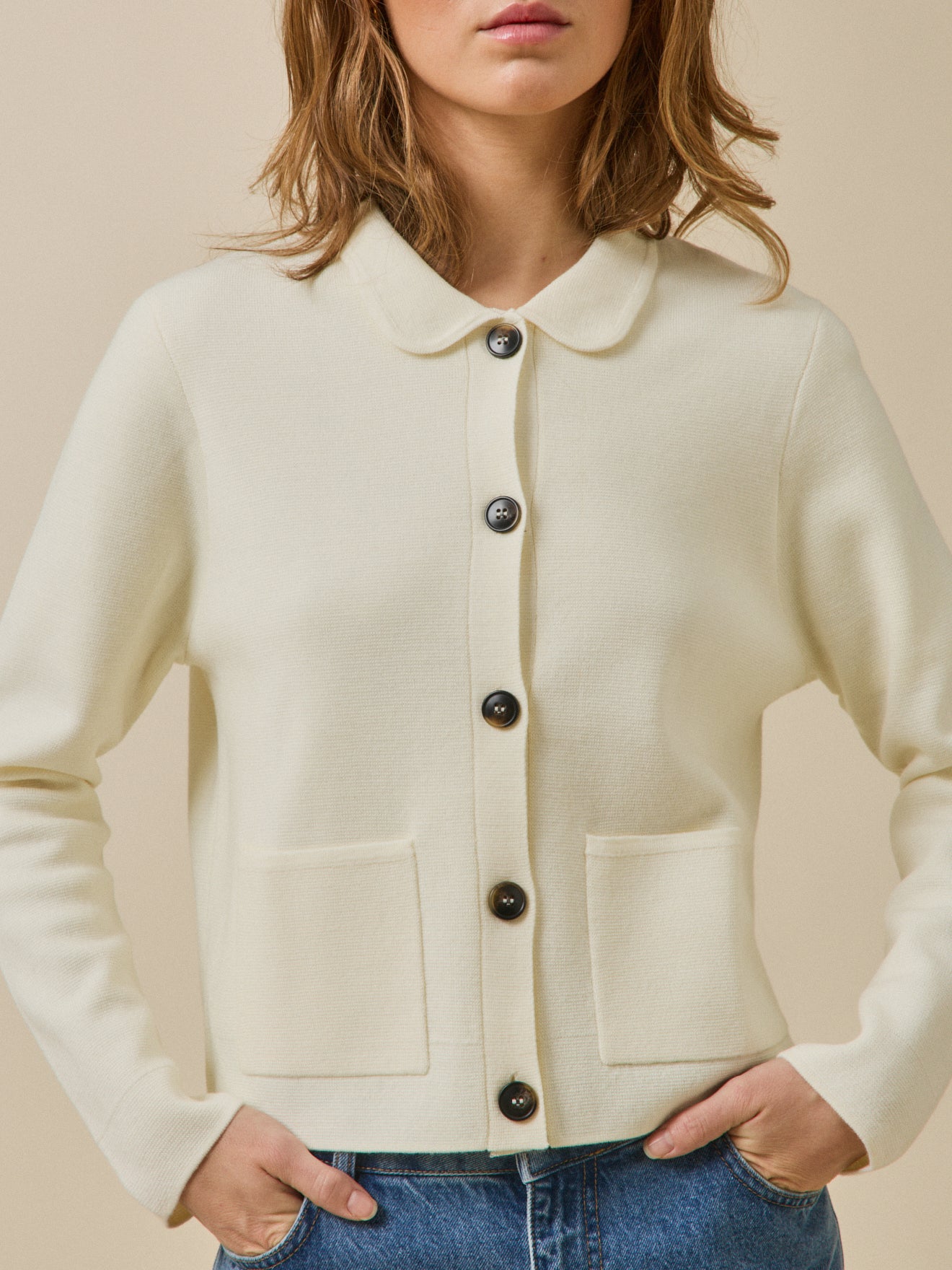Damen-Cardigan mit Hemdkragen