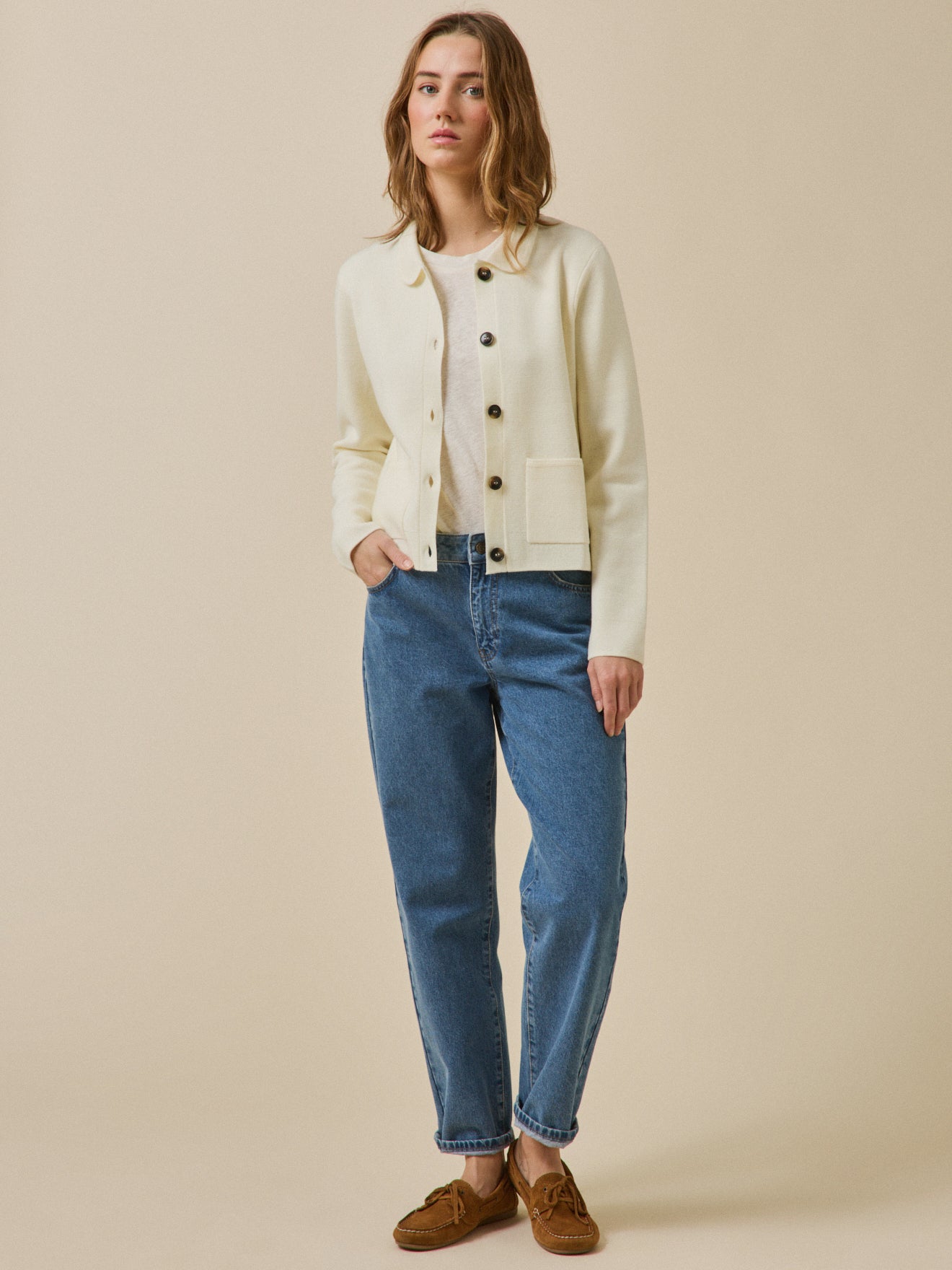 Damen-Cardigan mit Hemdkragen