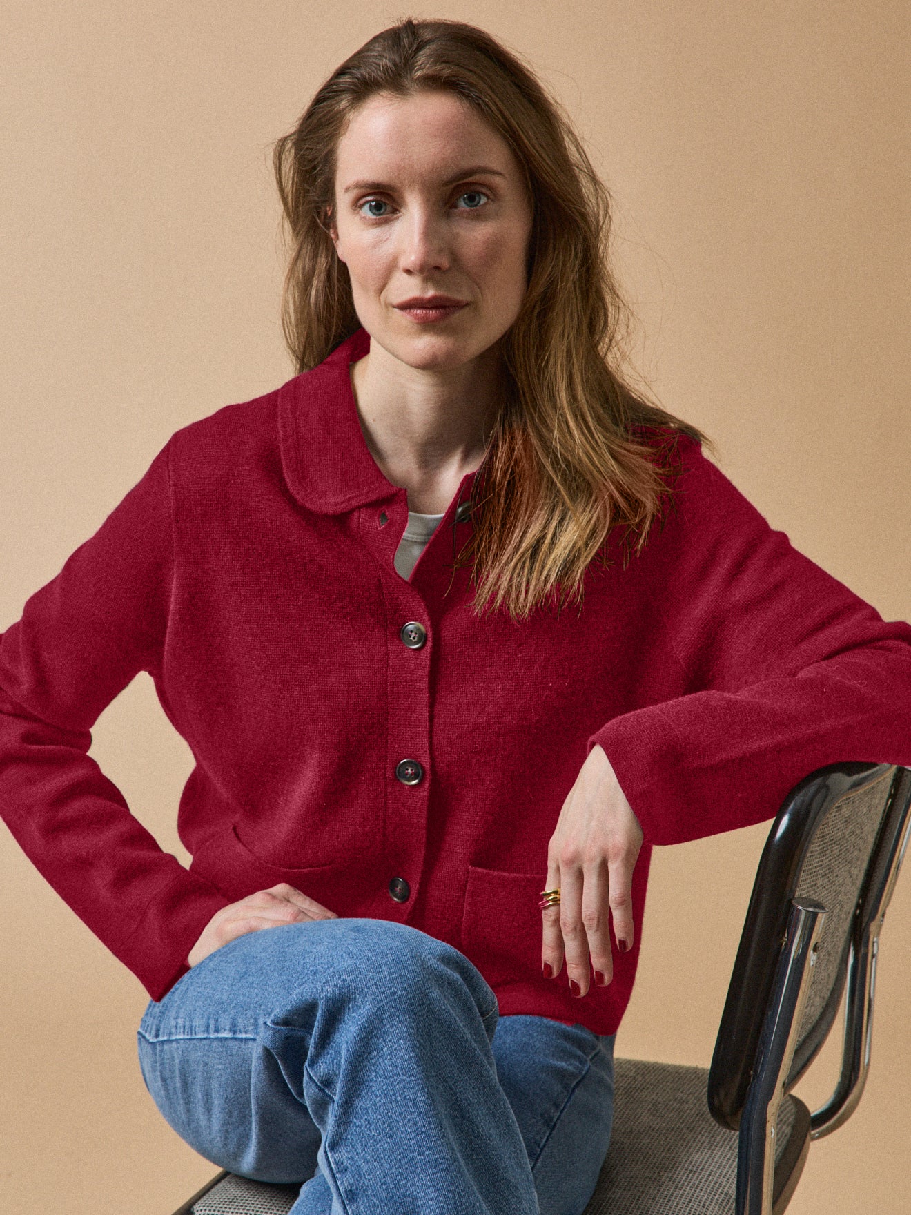 Damen-Cardigan mit Hemdkragen