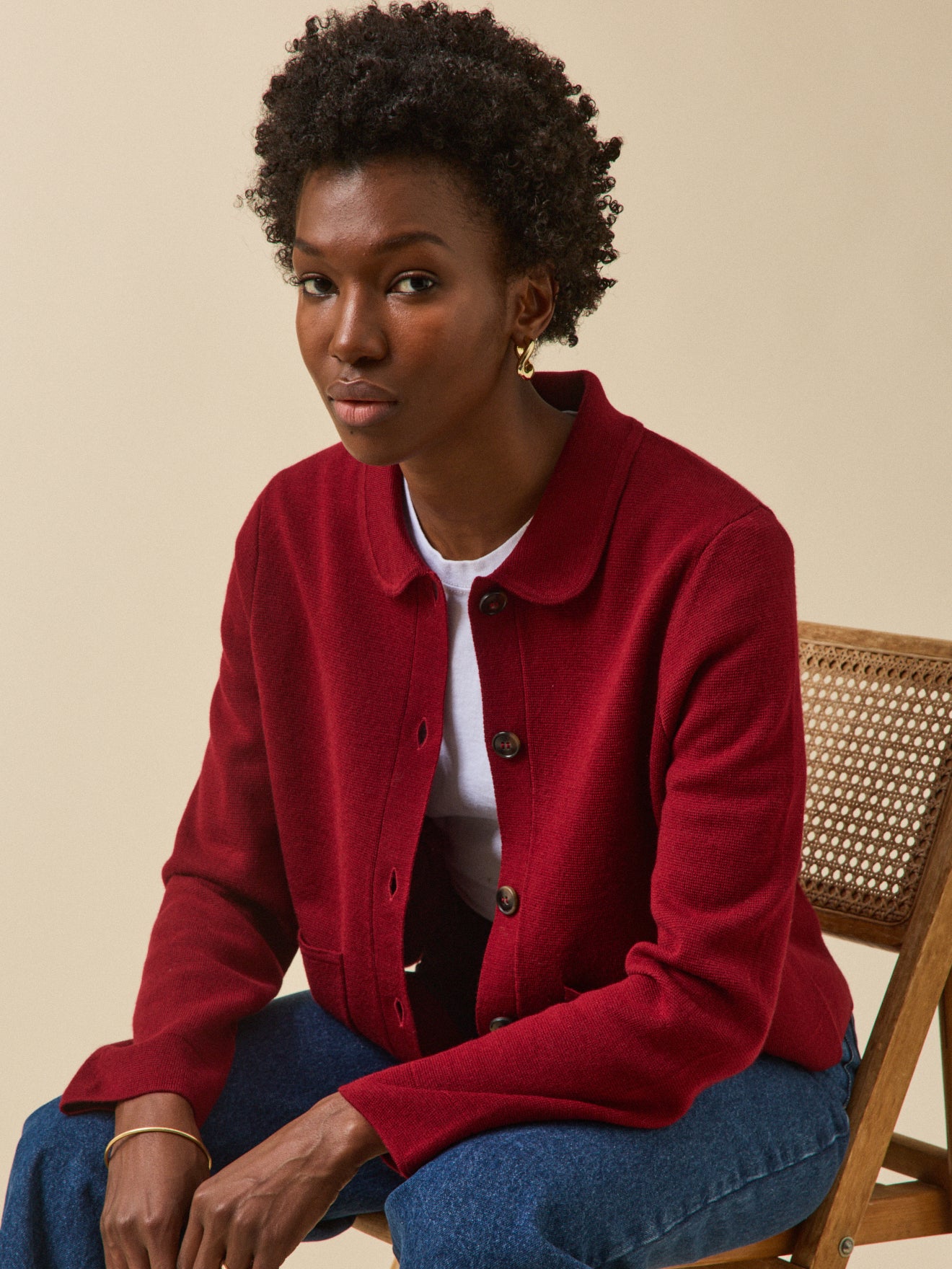 Damen-Cardigan mit Hemdkragen