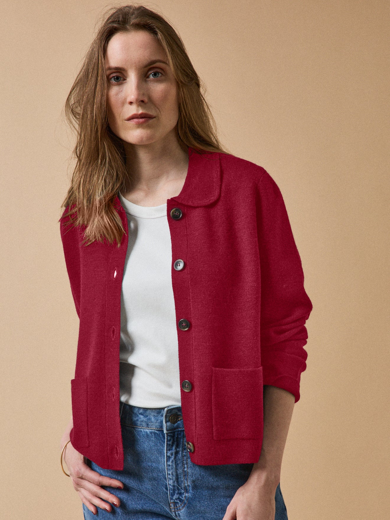 Damen-Cardigan mit Hemdkragen