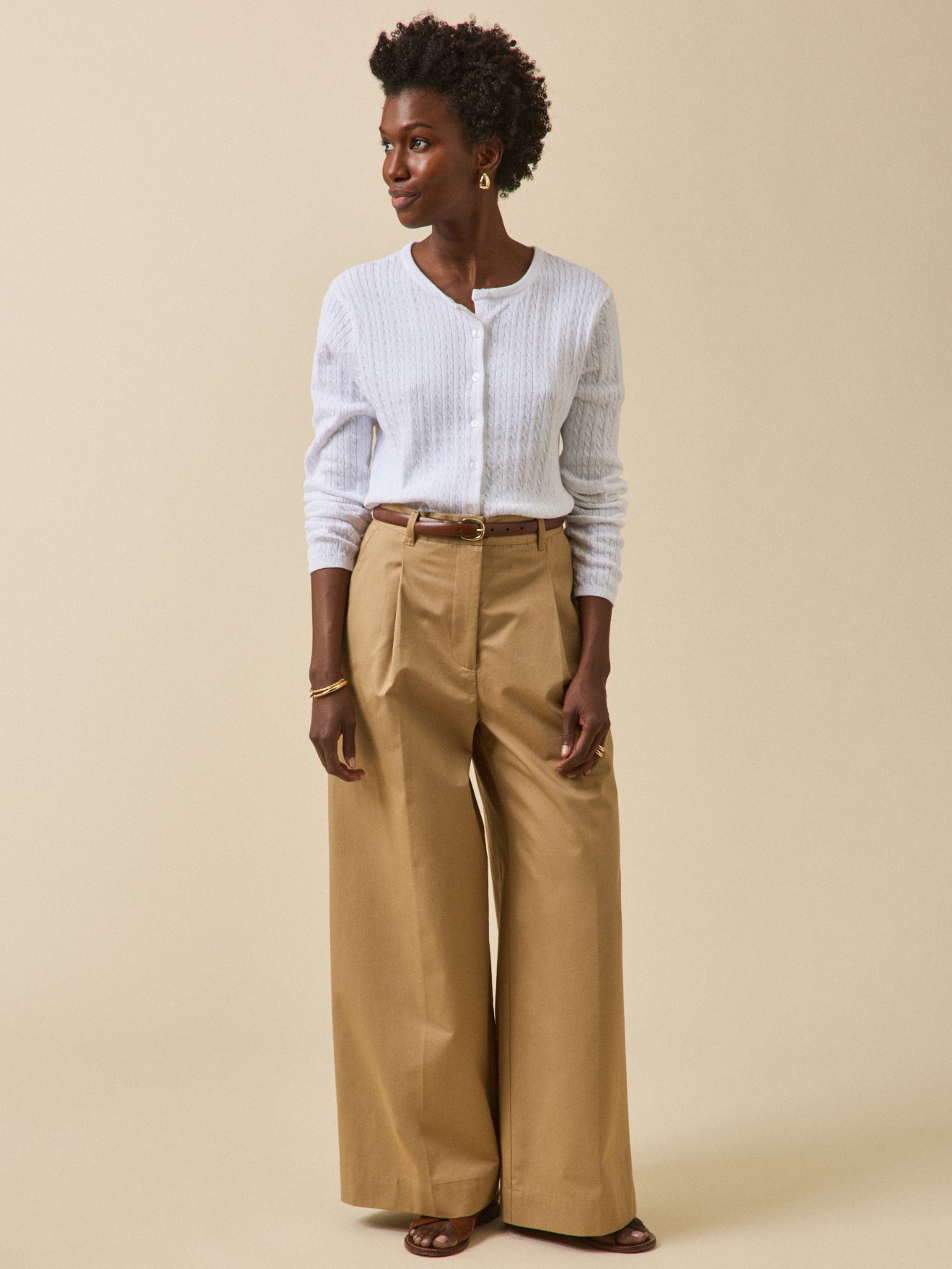 Damencardigan mit Zopfmuster aus Bio-Baumwolle