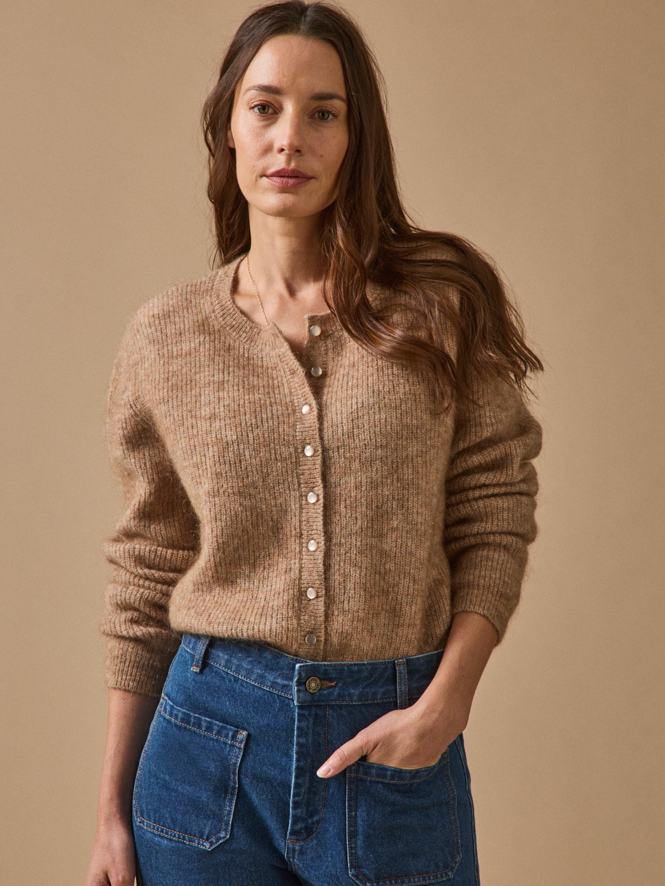 Damen-Cardigan mit Wolle und Mohair
