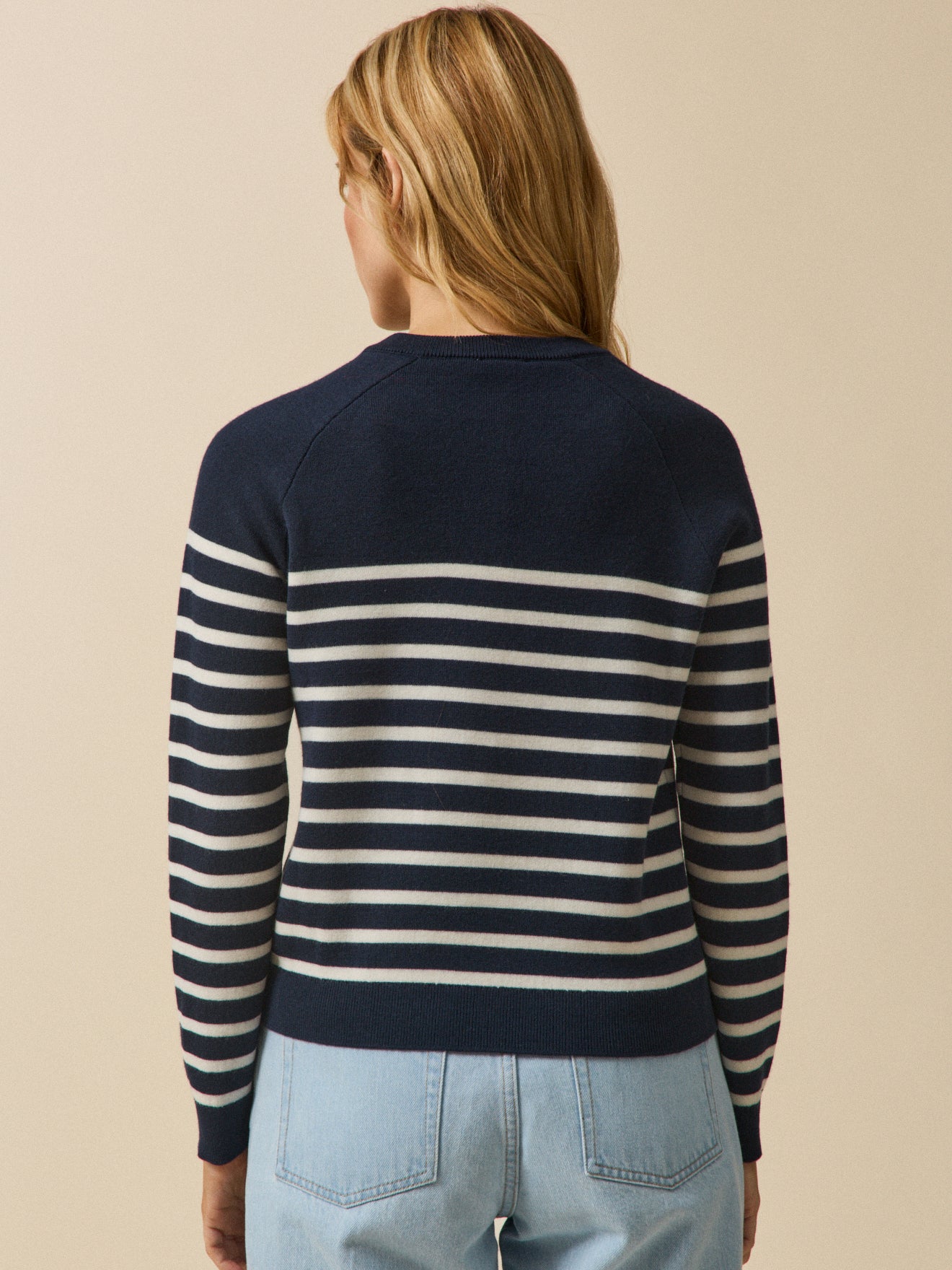 Gestreifter Damenpullover aus RWS*-Wolle