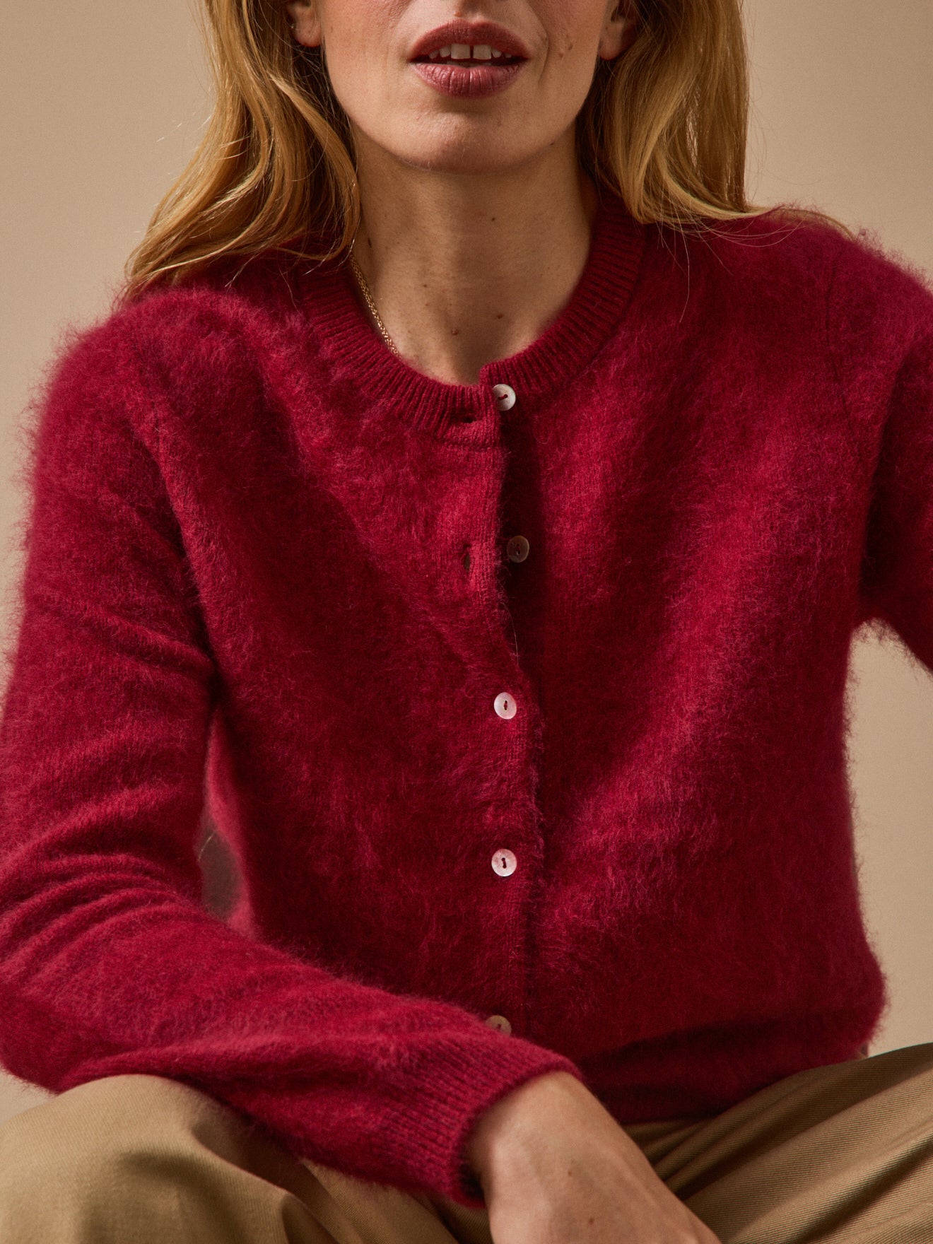 Damen-Cardigan aus gebürsteter Wolle
